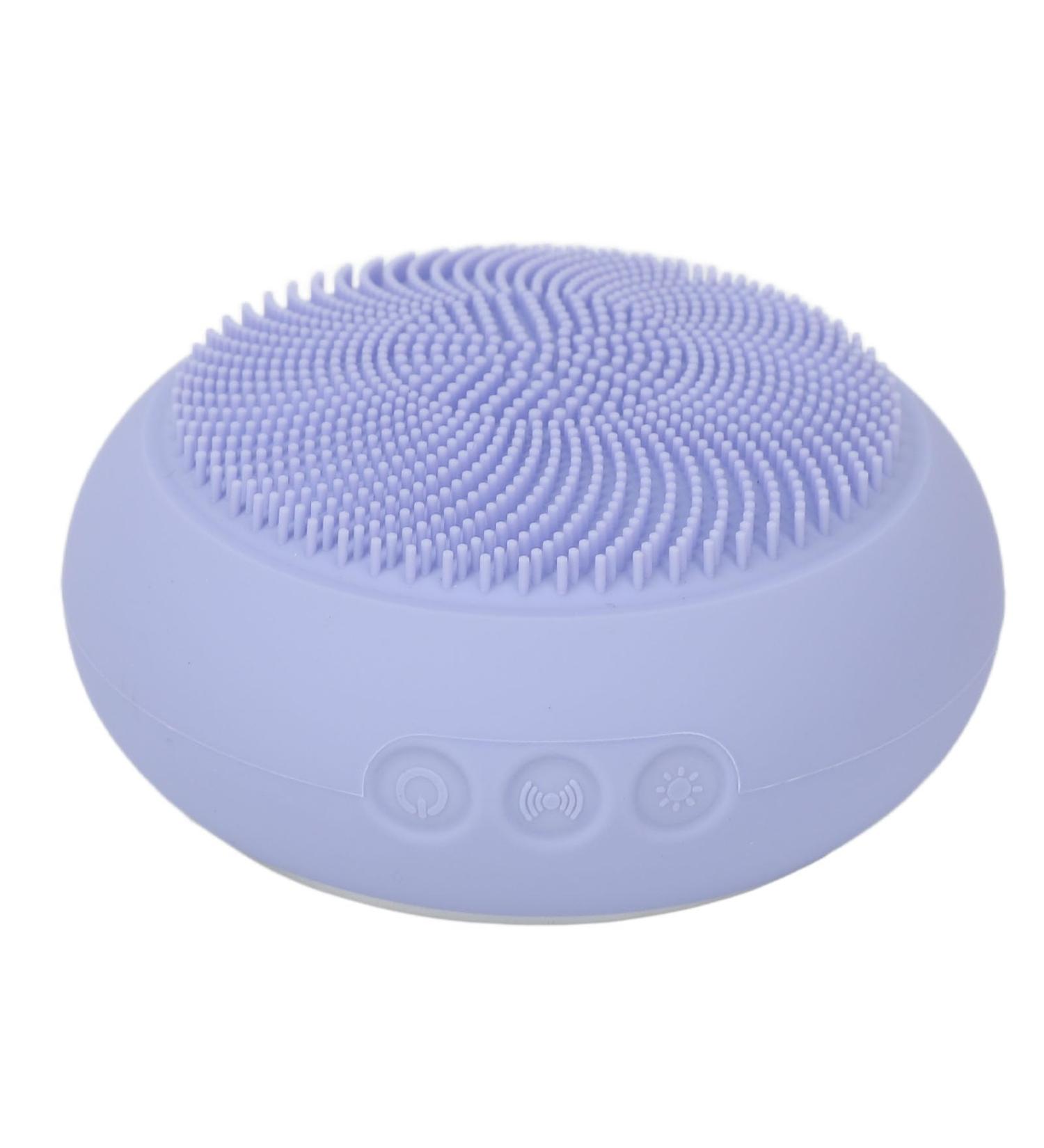 2 in 1 Electric Facial Cleansing Brush & Heating Mask | Waterproof Vibrating Silicone Brush for Blackhead Acne & Pore Care - Purple - Buy Online on GoSupps.com