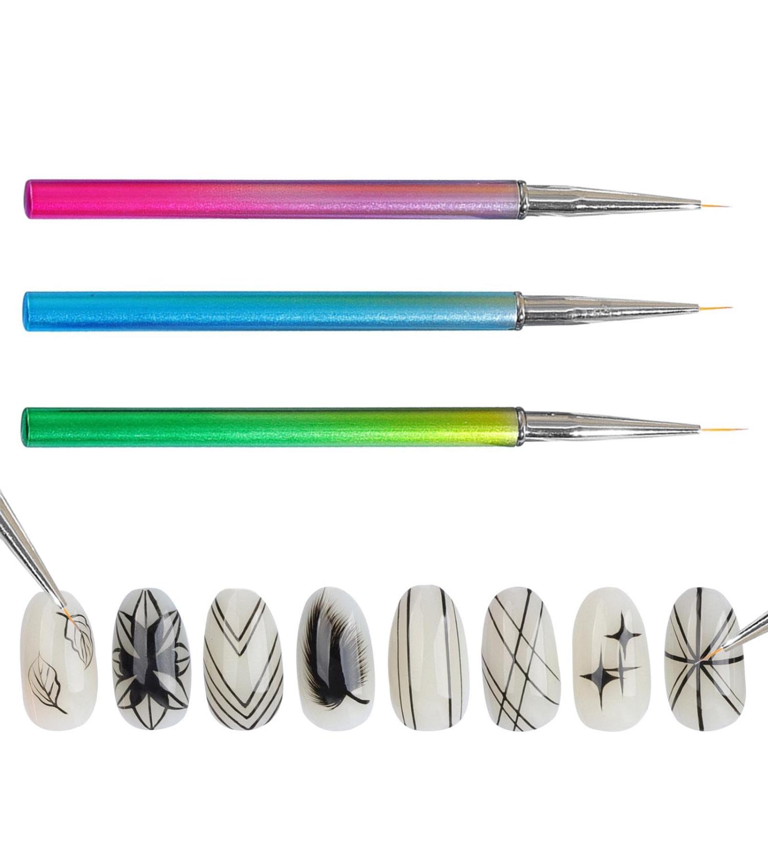 Vbnuyhim Nail Liner Brush Drawing Pens Striping Brushes 7/9/11mm Thin Nail Brush Detail Drawing Brush Gel Nail Polish Brush for Home - Buy Online on GoSupps.com