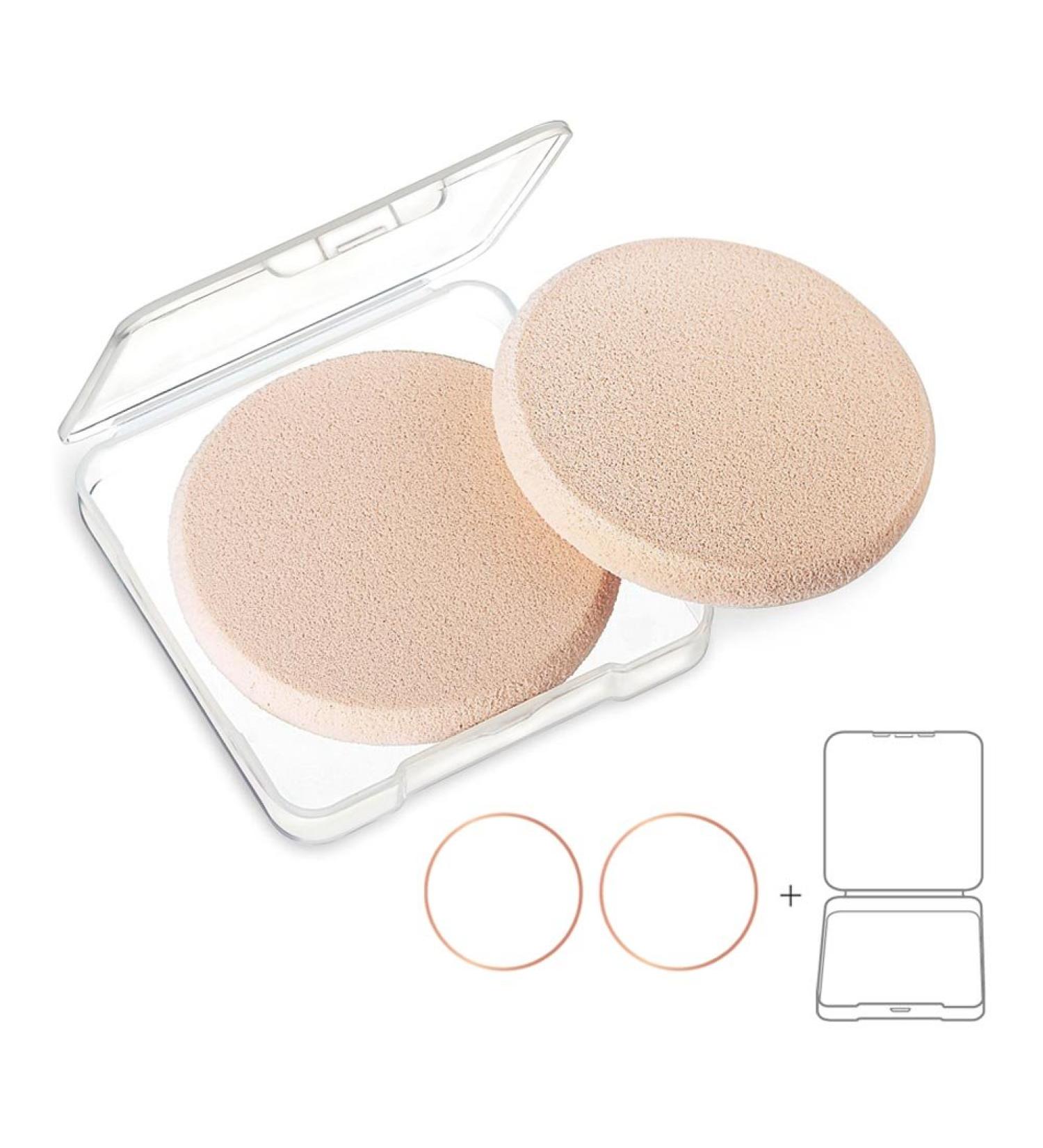 KOOBA 2pcs Round Makeup Sponges with Travel Case - Beauty Face Primer Compact Powder Puff - Blender Sponge for Flawless Foundation - All Skin Types - Buy Online on GoSupps.com