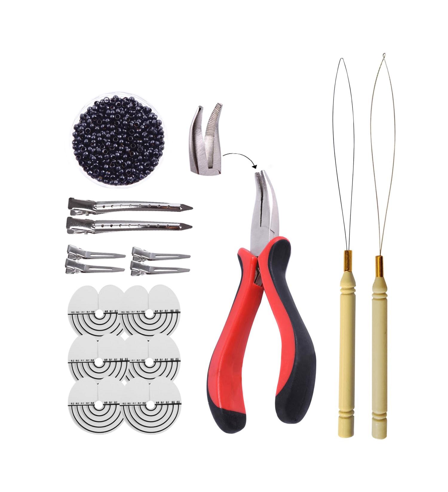 Hair Extensions Kit: I-tip Hair Pliers Pulling Needle Loop Threader and 500 Pieces 2.5mm Hair Extension Nano Beads Rings (Black) - Buy Online on GoSupps.com