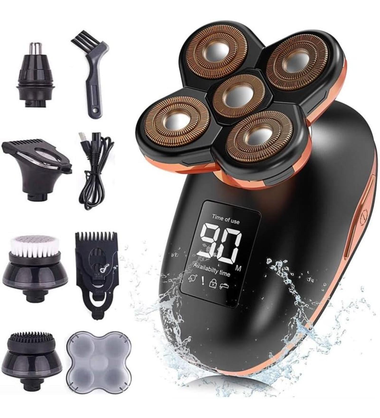 Buy 5D Floating Electric Head Shaver for Bald Men | 5-in-1 Grooming Kit with Beard Trimmer & LED Display | USB Rechargeable - International Shipping - Buy Online on GoSupps.com