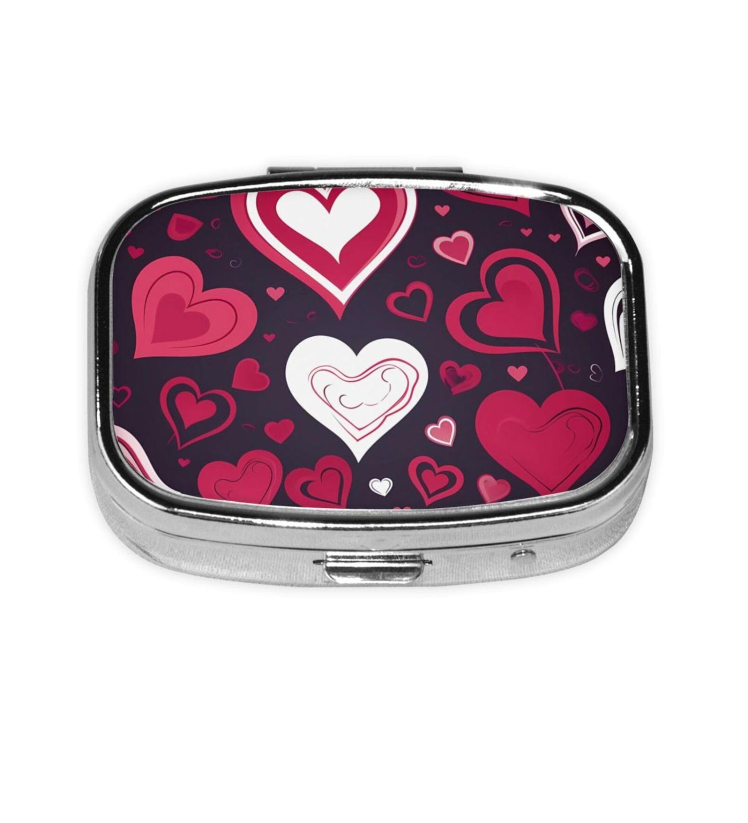 Happy Valentine's Day Printed Square Pill Box | Portable Travel Medicine Organizer - Buy Online on GoSupps.com