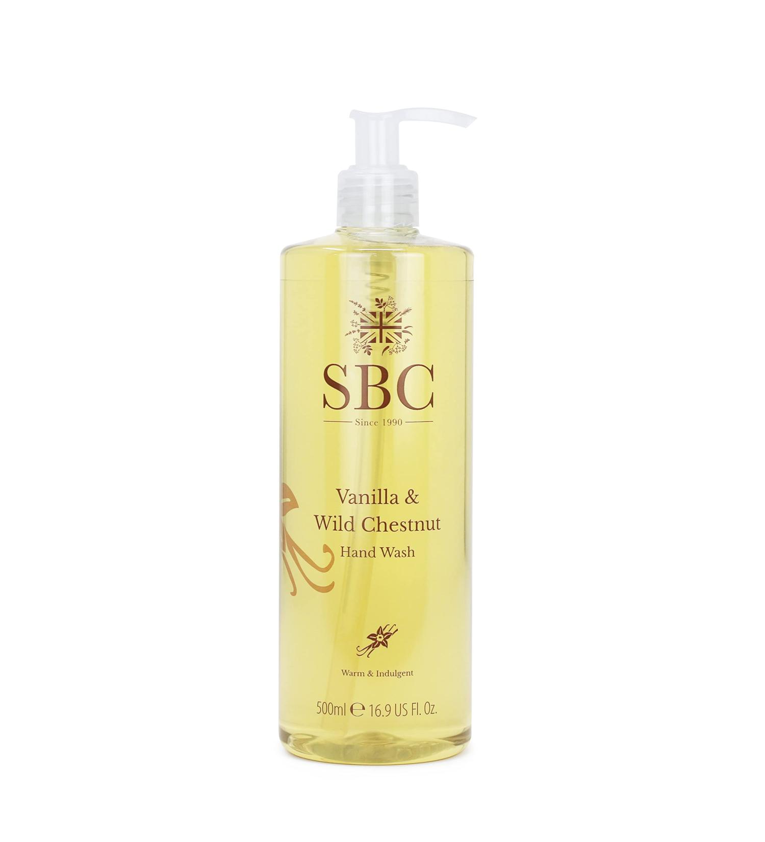 SBC Skincare Vanilla & Wild Chestnut Hand Wash - 500ml | Indulgent Vanilla Hand Wash For All The Family | Soothing And Moisturising Hand Soap | Vegan Friendly - Buy Online on GoSupps.com