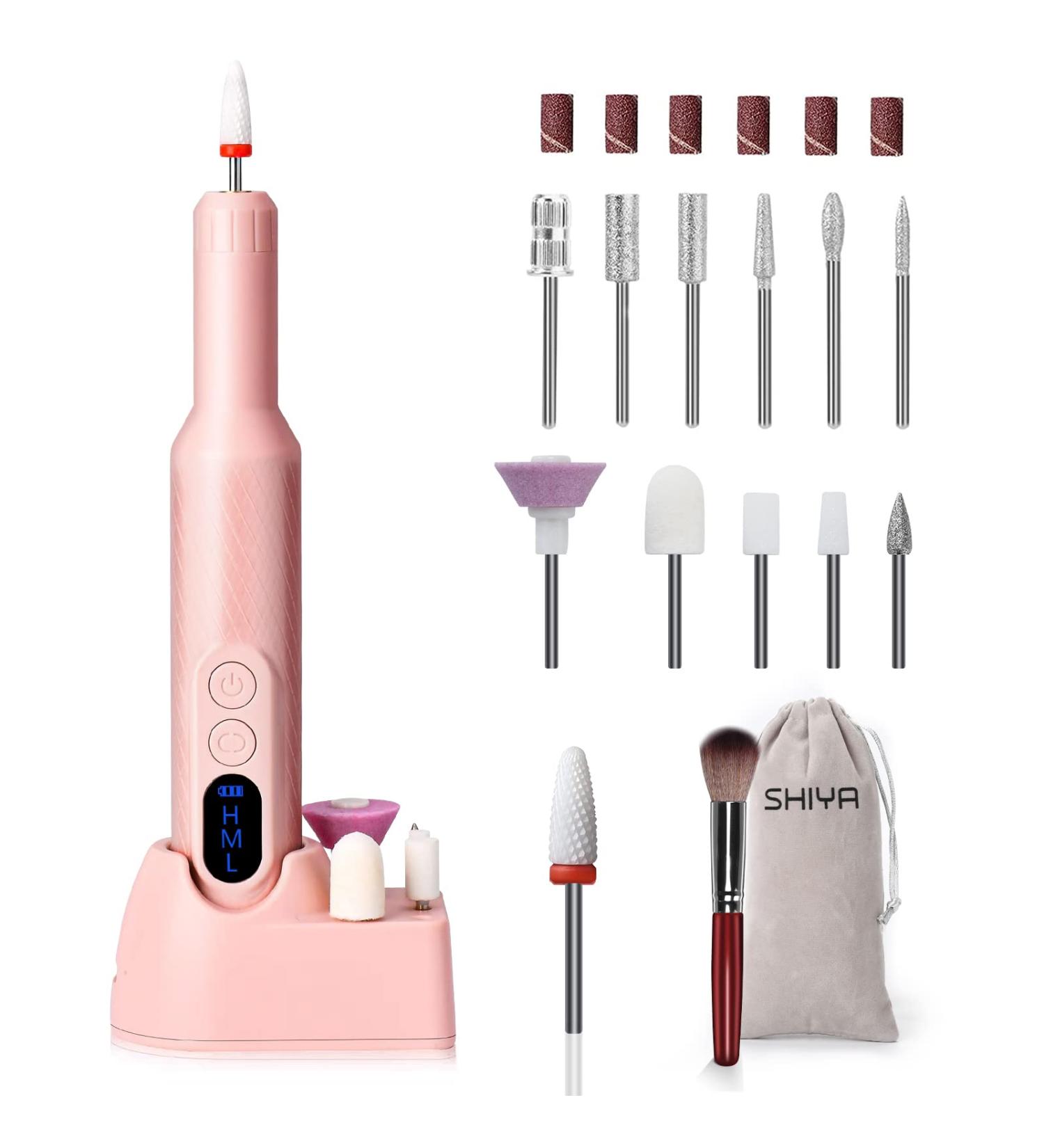 Portable Cordless Electric Nail Drill with Bits - Professional Wireless Nail File Machine in Pink - Buy Online on GoSupps.com