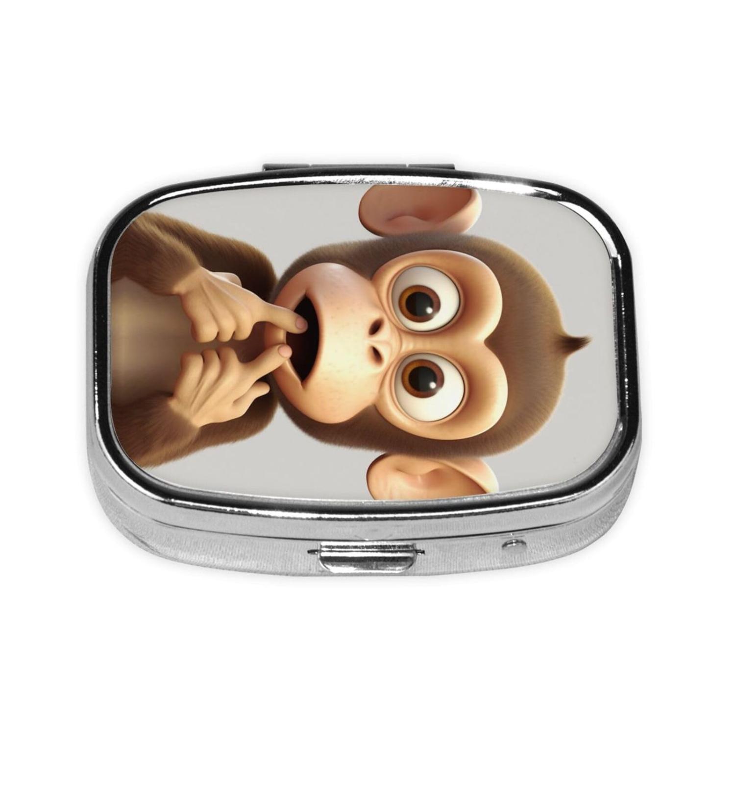 Buy Silent Monkey 2 Compartment Pill Case | Cute Travel Pill Box Organizer for Purse | Perfect Gift for Pocket & Travel - Buy Online on GoSupps.com