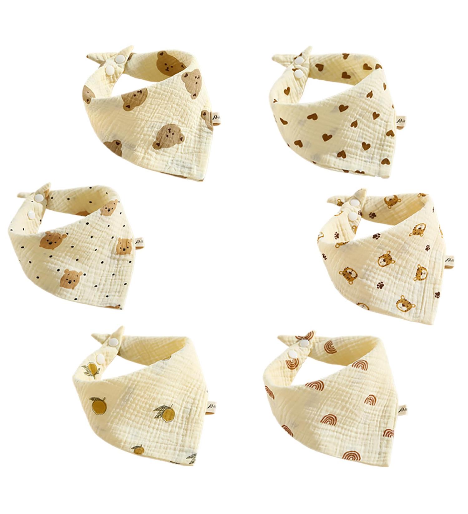 Fzsecriu Baby Muslin Bibs - 6 Pack Triangle Neckerchiefs for Teething & Drooling Soft Gauze Towels for Infants - Buy Online on GoSupps.com