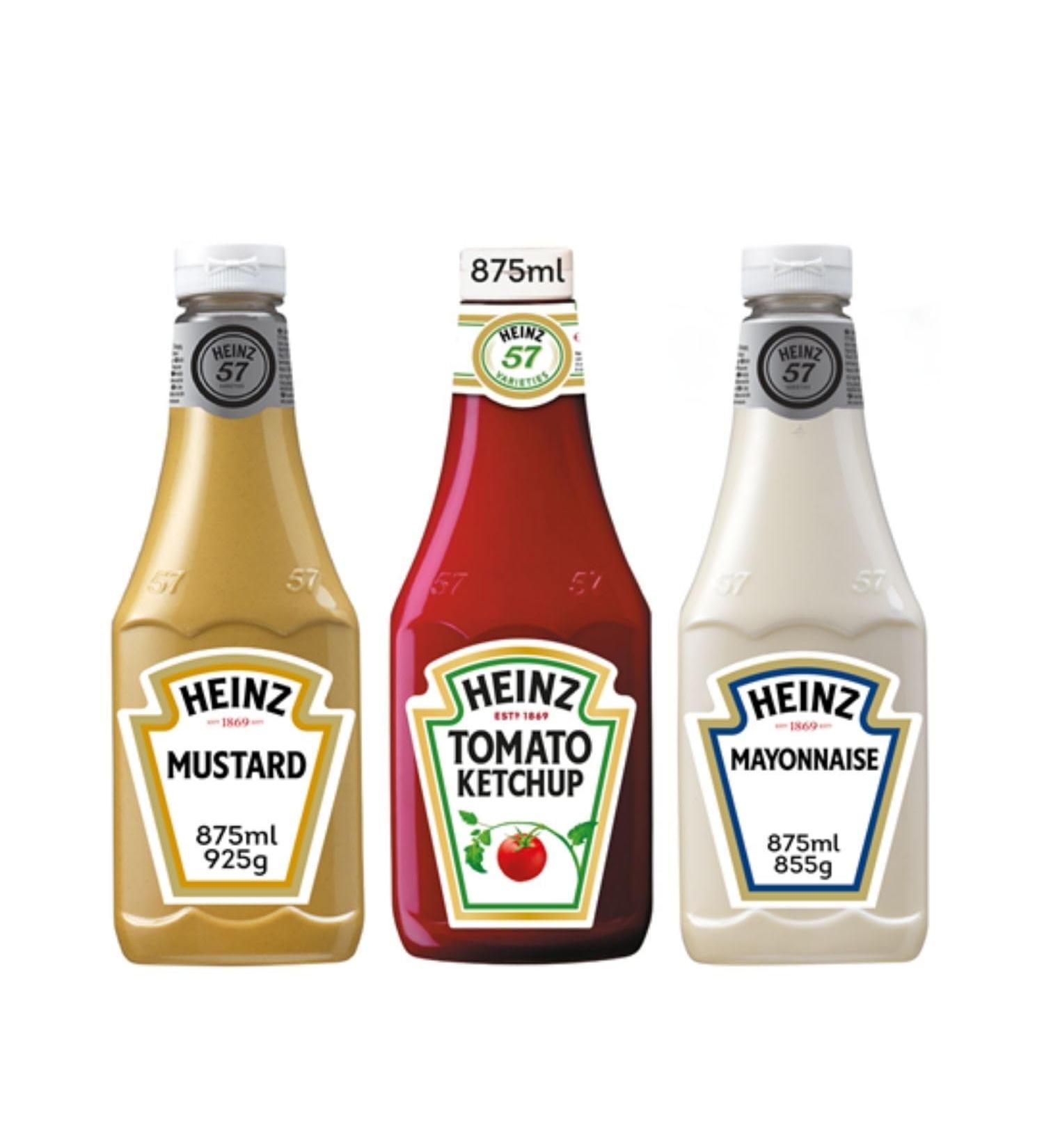 Batch of Heinz sauce: Mustard – Ketchup - Mayonnaise (3x875ml)