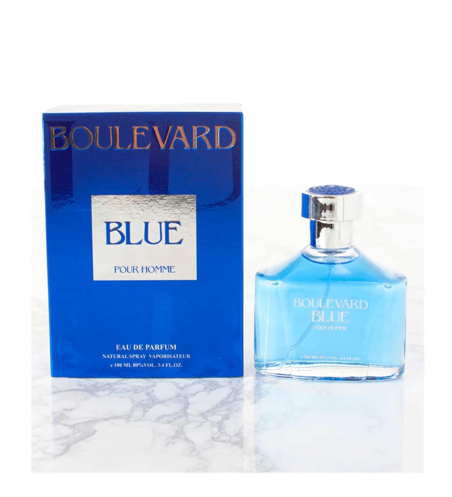 Boulevard Blue Men Perfume 3.4 Fl Oz Eau De Parfum Vaporisateur Spray - Long Lasting Green Leaves Tobacco Blossom Oil From France