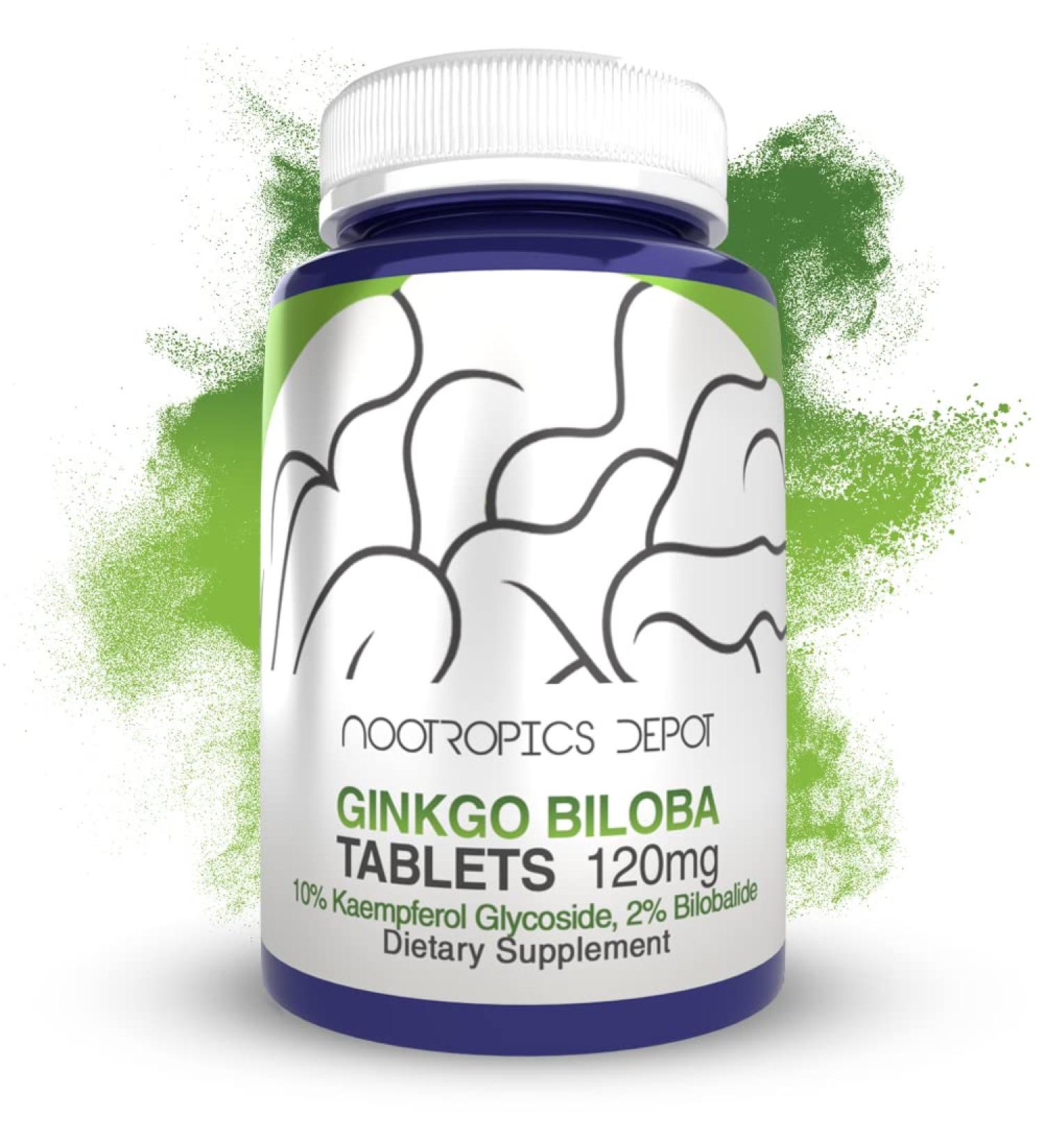 Nootropics Depot Ginkgo Biloba Extract Tablets | 120mg | 365 Count | Minimum 10% Kaempferol Glycoside + 2% Bilobalide | May Help Promote Cognitive & Cardiovascular Function 365 Count (Pack of 1) - Buy Online on GoSupps.com