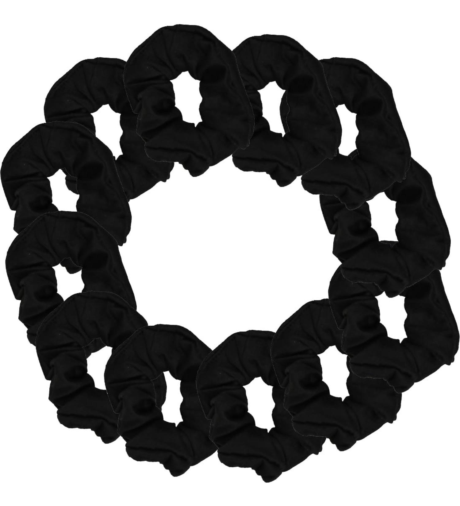 12-Pack Black Scrunchy Hair Ties | Soft Durable & Perfect for All Hair Types - Fast International Shipping - Buy Online on GoSupps.com