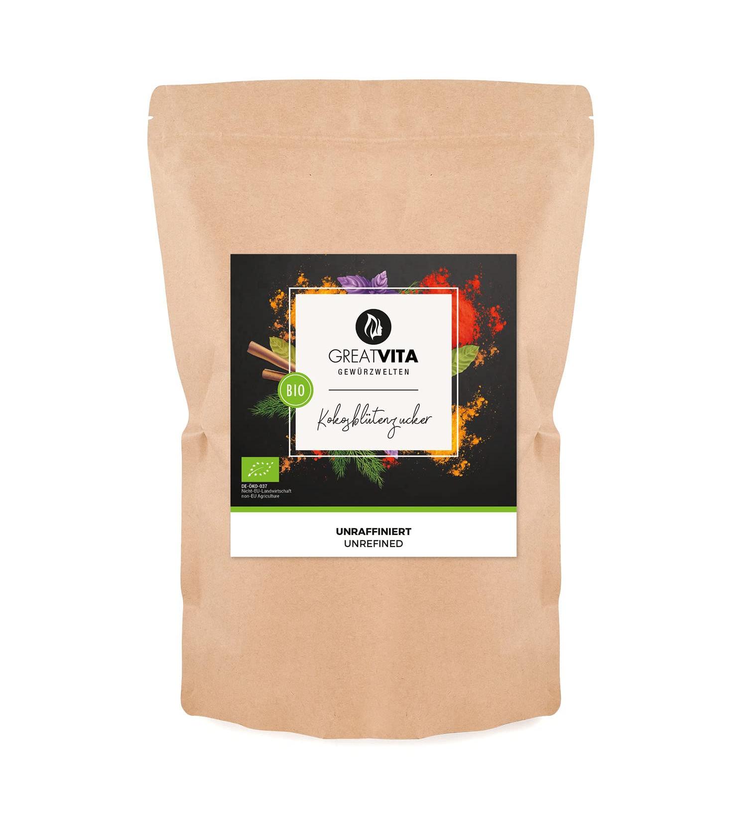 Fleur de coco biologique MeaVita MeaVita non raffin e 1 paquet (1 x 1000 g) dans un sac (l'emballage peut varier) - Buy Online on GoSupps.com