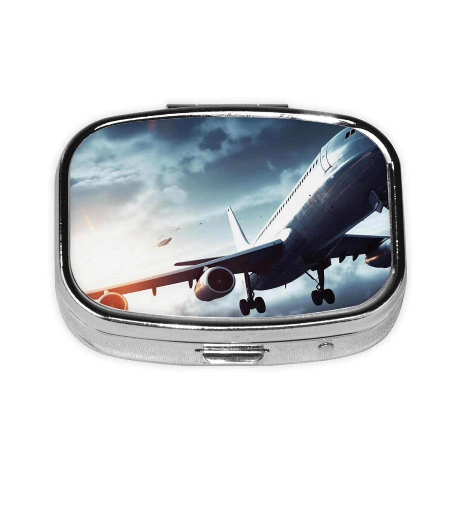Airplane Printed Square Pill Box | Portable Travel Medicine Organiser | International Shipping - Buy Online on GoSupps.com