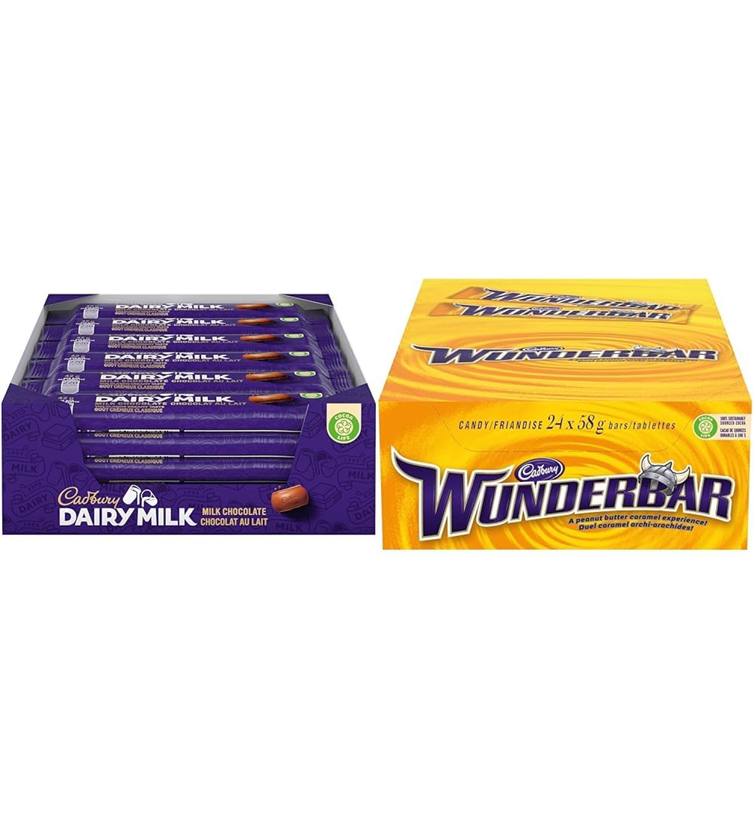 Cadbury Dairy Milk Milk Chocolate The Classic Creamy Taste Chocolate Bars 42 g (Pack of 24) & Wunderbar Chocolatey Candy Bars 58 g (Pack of 24) - Buy Online on GoSupps.com