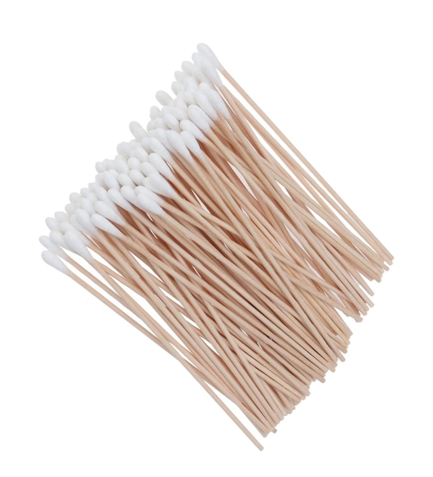 GLEAVI 100pcs Cotton Swabs - Organic Wood Applicator Tips for Ear Wax Removal Makeup Brushes and Cleaning - Best Quality Cotton Sticks - Buy Online on GoSupps.com
