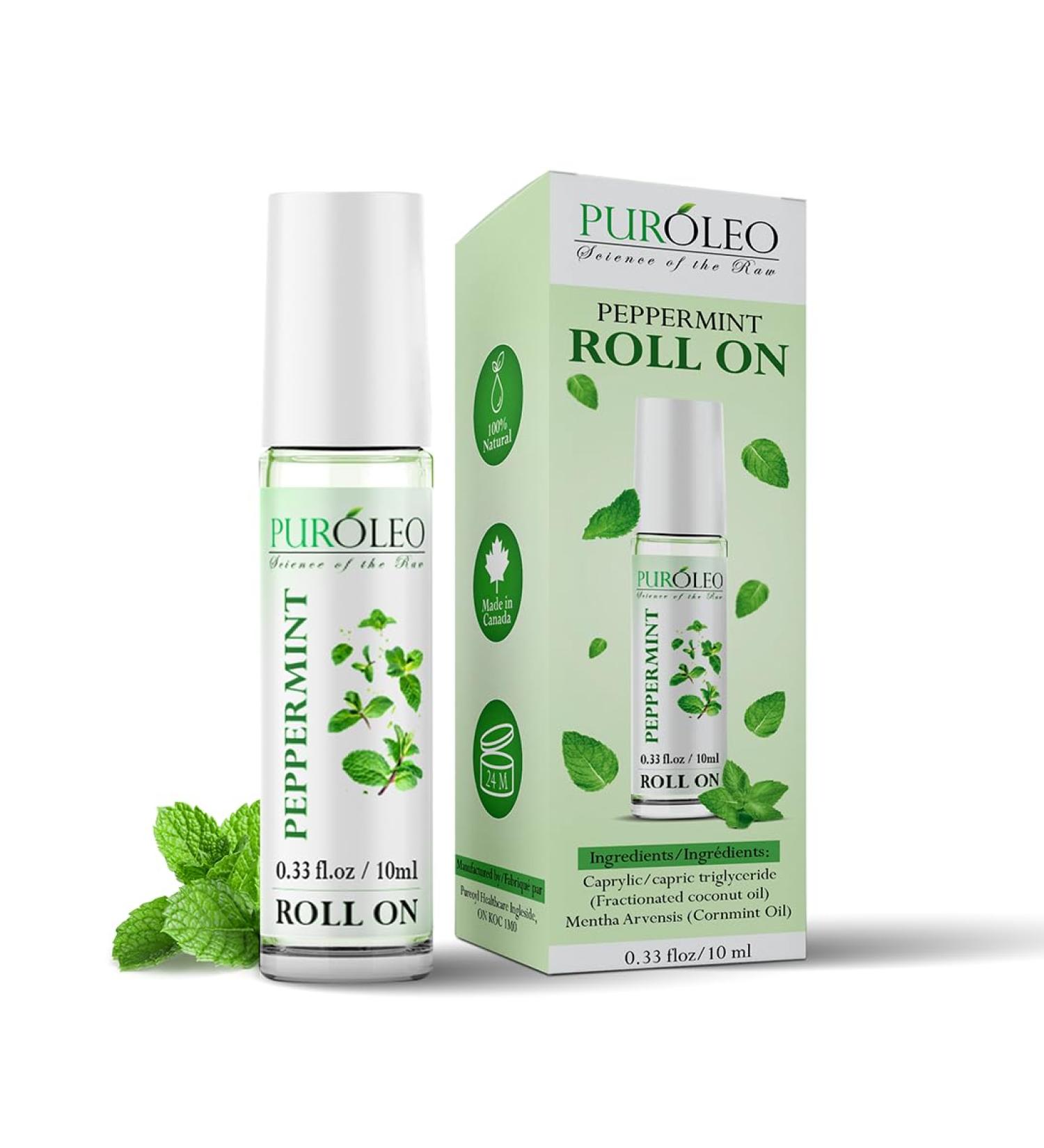 PUROLEO Peppermint Essential Roll On 0.33 fl oz/10 ml (Made In Canada) - Buy Online on GoSupps.com