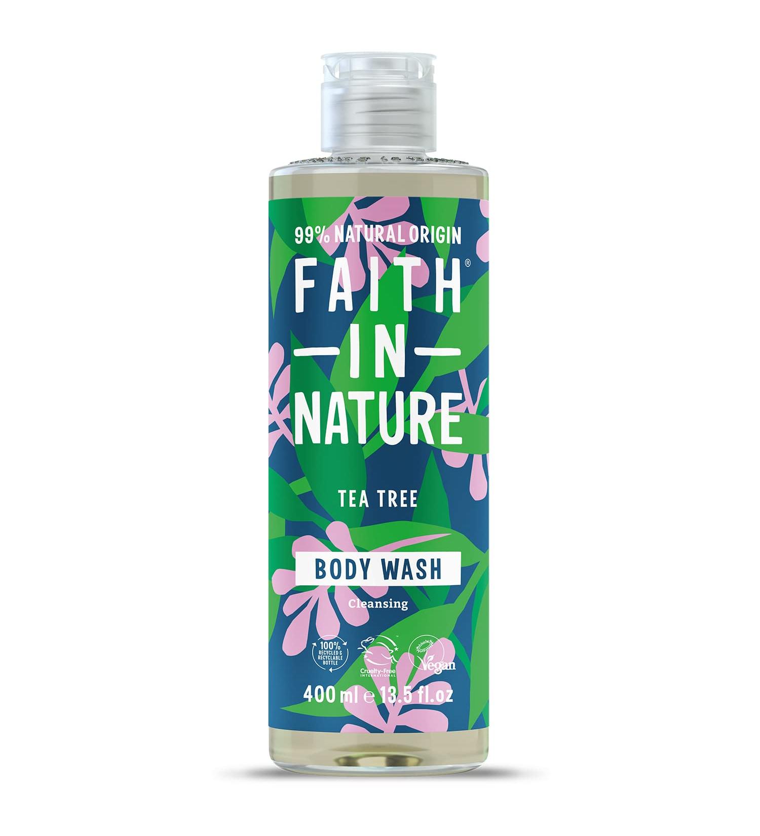 Faith In Nature Tea Tree Body Wash 400ml - Vegan & Cruelty-Free Formula, No SLS or Parabens - Buy Online on GoSupps.com