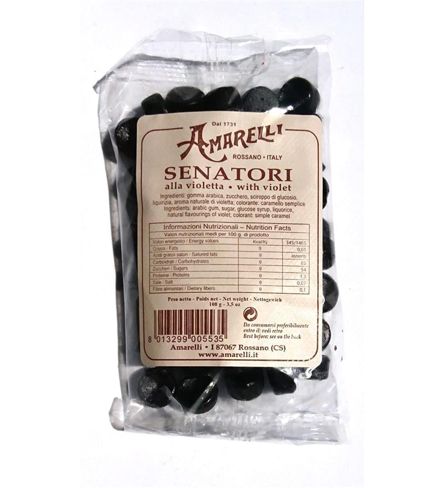 Amarelli - Senatori - Button Shaped Soft liquorice Flavoured with Violet 100 gr