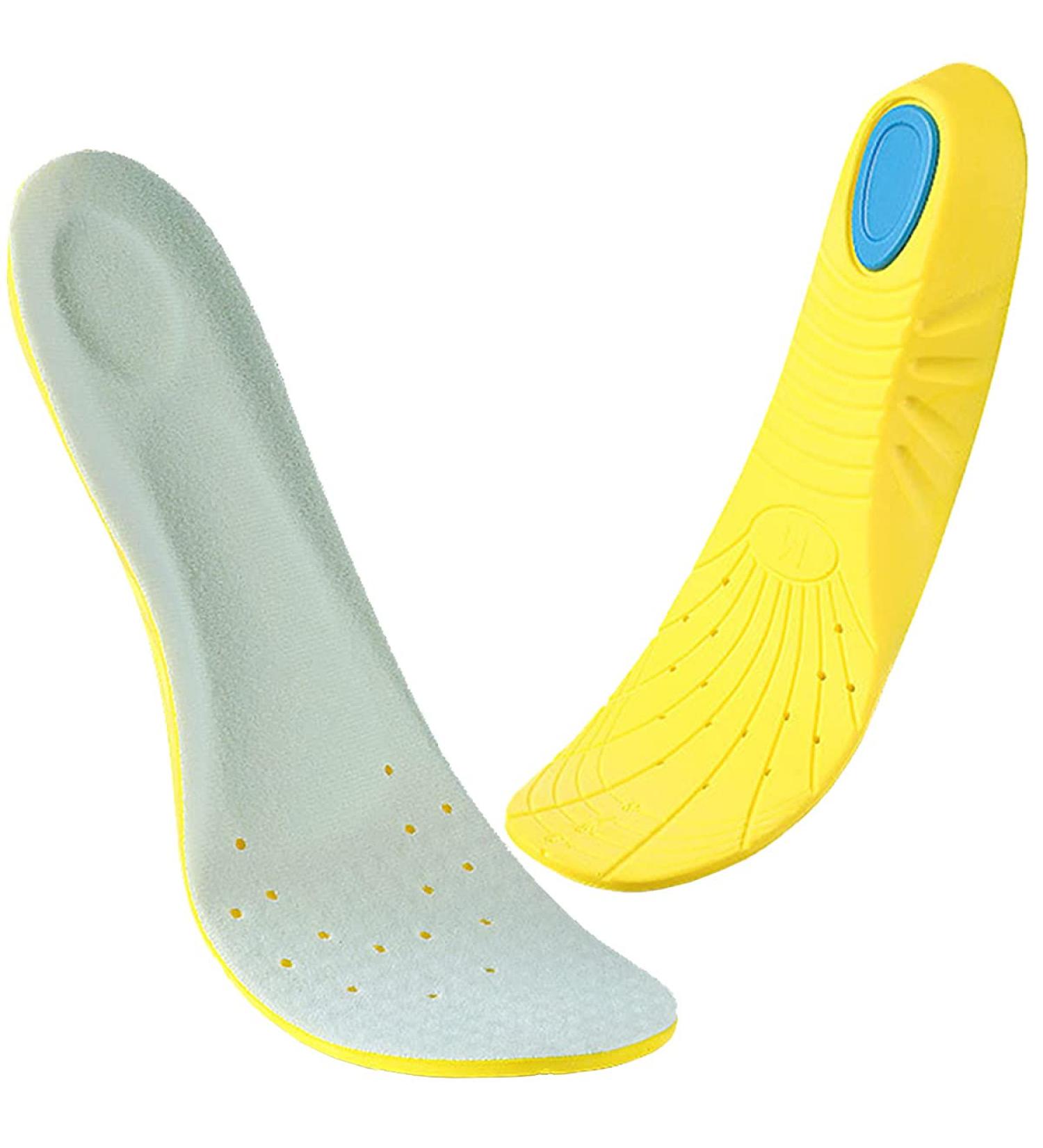 Memory Foam Shoe Insoles for Men, Women, and Kids | Arch Support, Cushion, Shock Absorption | Foot Pain Relief | L (Men's 8-12/ Women's 10-15) Light Blue - Buy Online on GoSupps.com