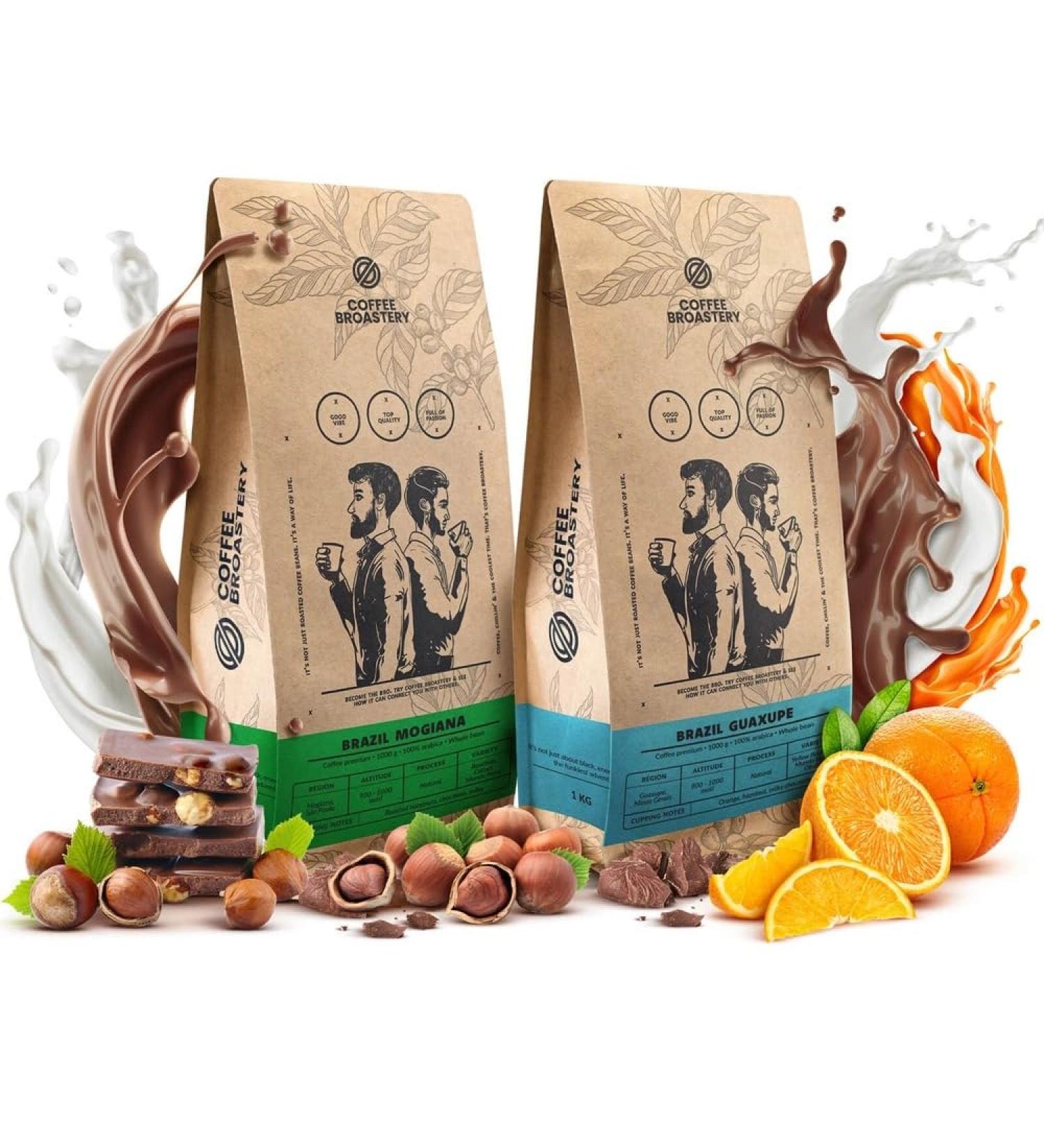 Coffee Broastery Coffee Beans Set 2x1kg 2000g | Brazil Guaxupe | Brazil Mogiana | Brazilian | Specialty Coffee | Freshly Roasted - Buy Online on GoSupps.com