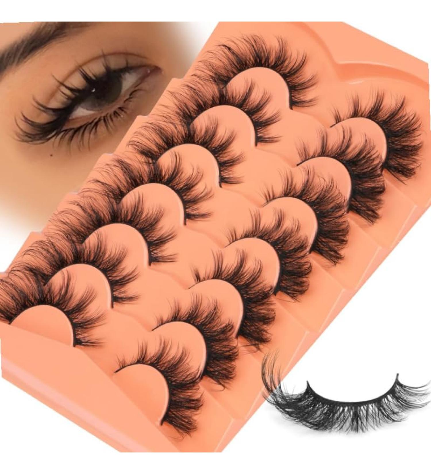 False Eyelashes 7 Pairs 3D Long Volume Cat Eye Lashes Wispy Eyelashes Natural Look Clear Band Lashes Fluffy Thick 20mm Faux Mink Fluffy Strip False Lashes Fox Eye Lashes Makeup For Women - Buy Online on GoSupps.com