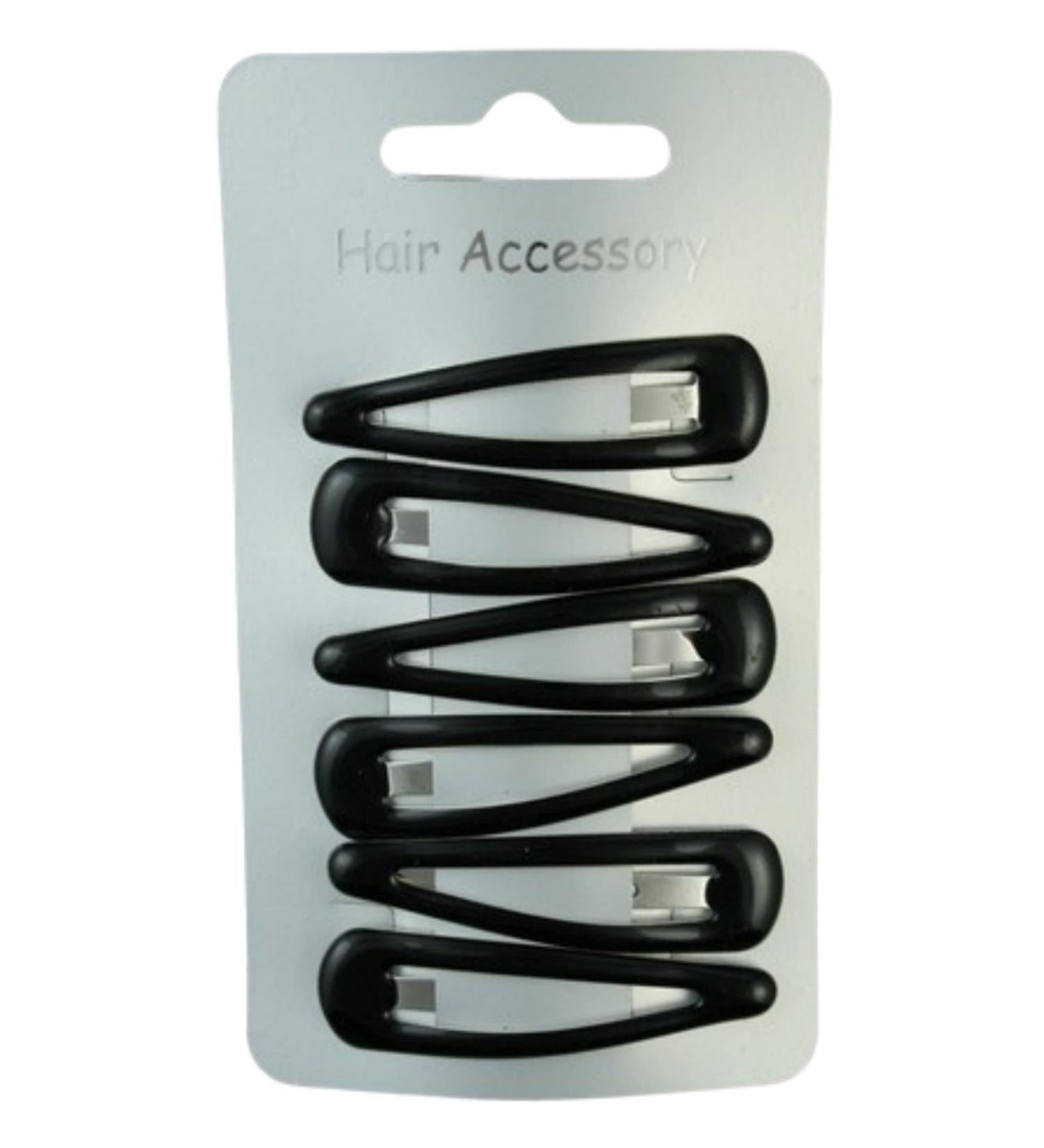 Set of 6 Black Hair Clips Snap Bendies Sleepies 5cm (2")
