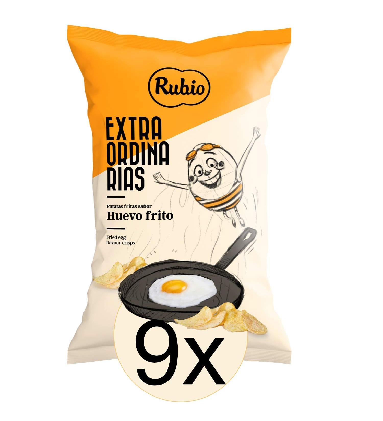 Buy 9-Pack Rubio Chips - Vegan & Gluten-Free Fried Egg Flavor - Large Spanish Potato Chips - 115g Snack Bags for International Shipping - Buy Online on GoSupps.com