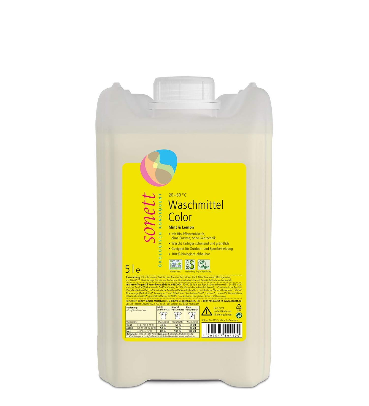 Sonett Detergent Color Mint & Lemon 5L - Eco-Friendly International Shipping | Buy Now! - Buy Online on GoSupps.com