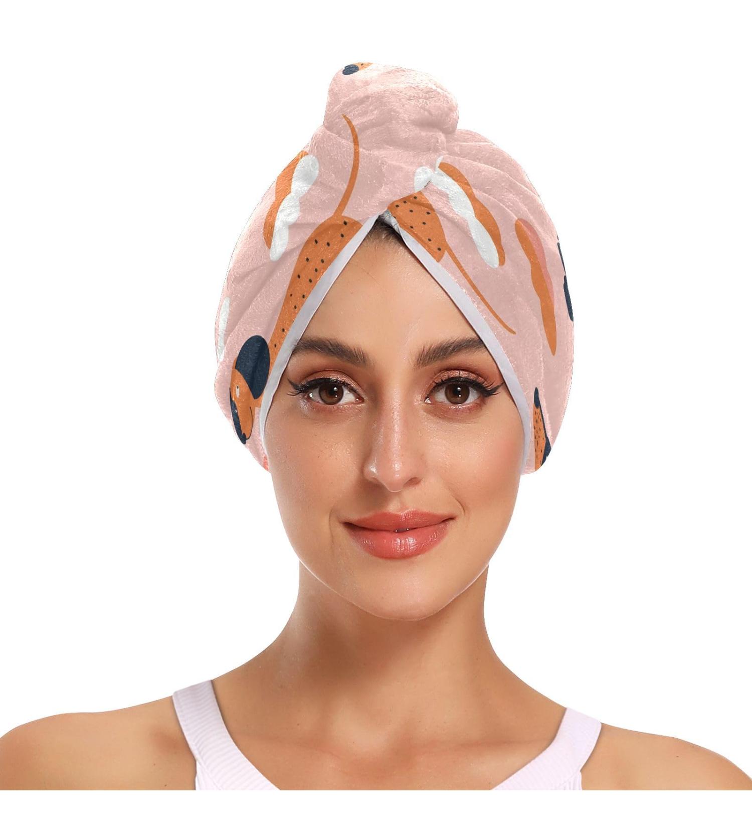 Cute Dogs Clouds Hair Towel 2 Pack | Super Absorbent Quick Dry Hair Turbans for Women & Girls - Buy Online on GoSupps.com