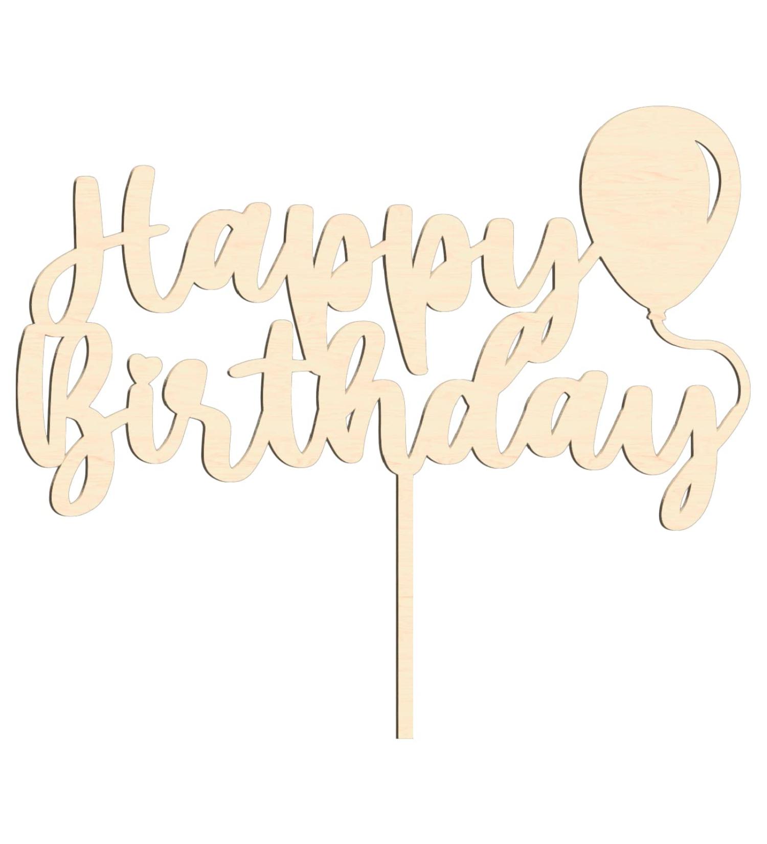 Alsino Personal Cake Topper Sustainable Wooden Decor for Weddings Birthdays Baptisms & More | LA-65 Happy Birthday Balloon - Buy Online on GoSupps.com