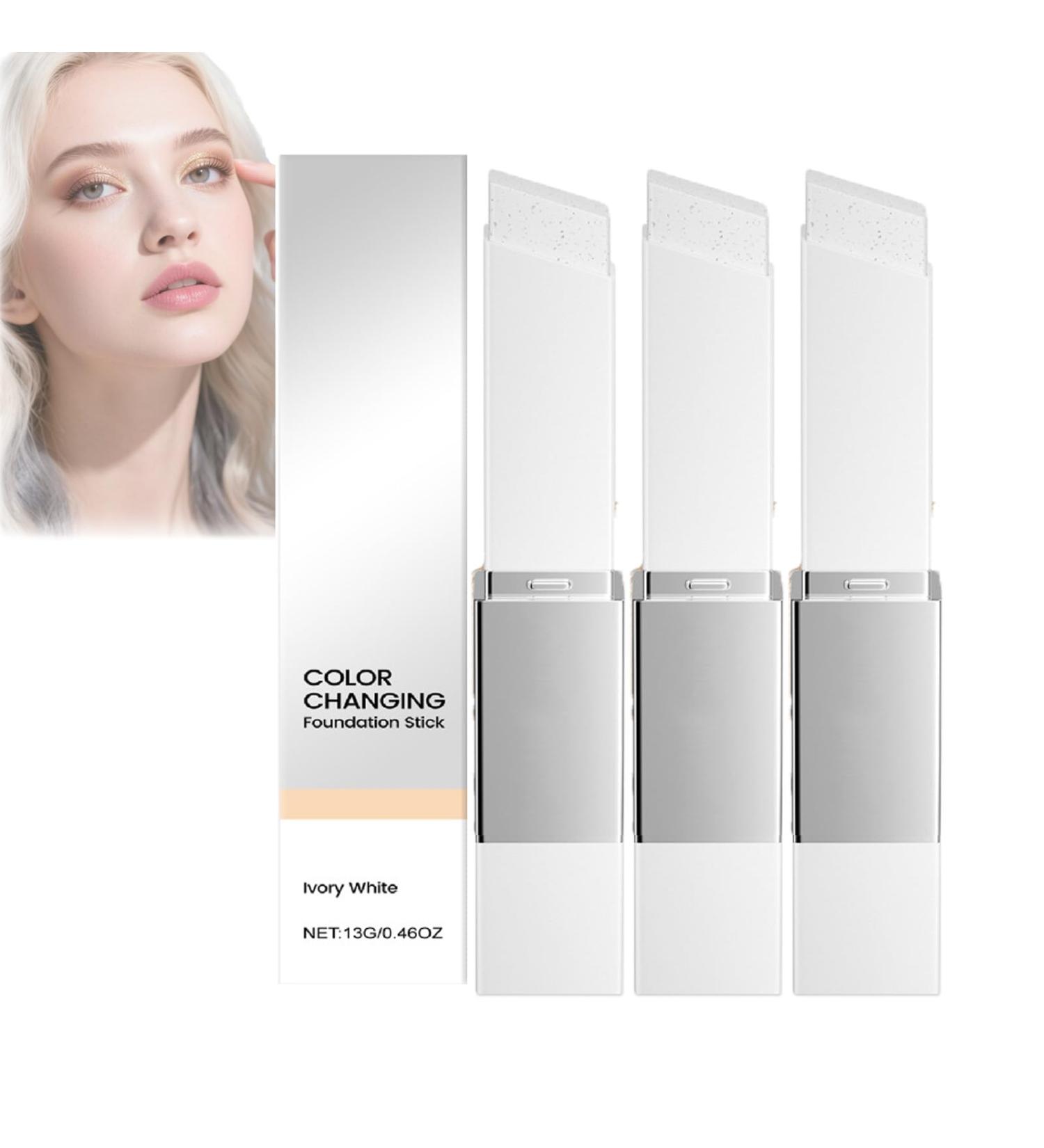  ZLHHRZJX Charming Colour Changing Foundation Stick with Brown 2 in 1 Colour Changing Foundation Stick Cover Cream Sti/ck Mild and suitable for all skin types (3 pieces lvory white) - Buy Online on GoSupps.com