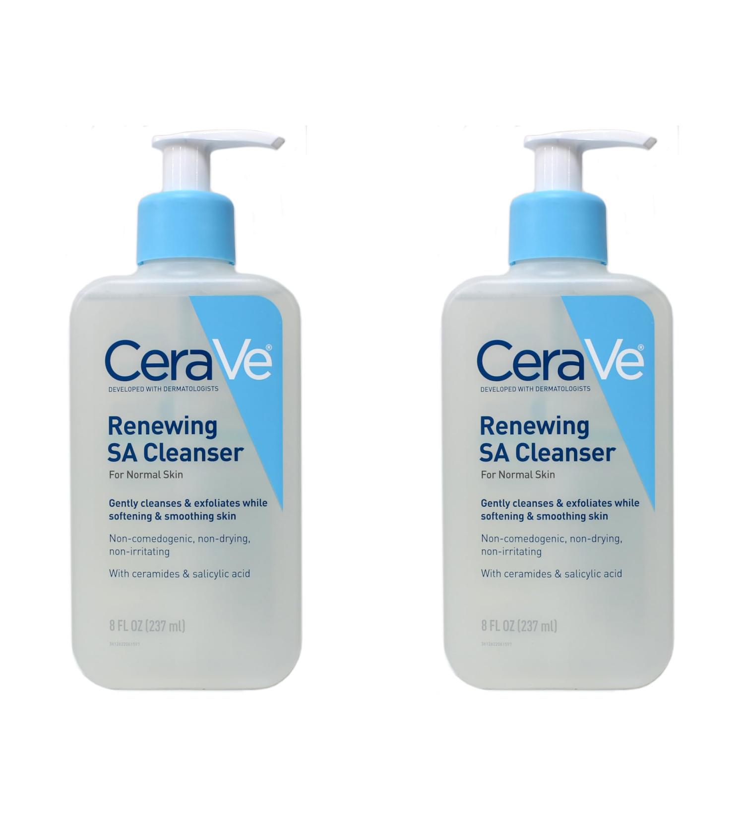 Cerave SA Smooth Cleanser for Face & Body - 2 x 236ml | Hydrating with Hyaluronic Acid Salicylic Acid & Ceramides for Dry Rough Skin - International Shipping Available - Buy Online on GoSupps.com
