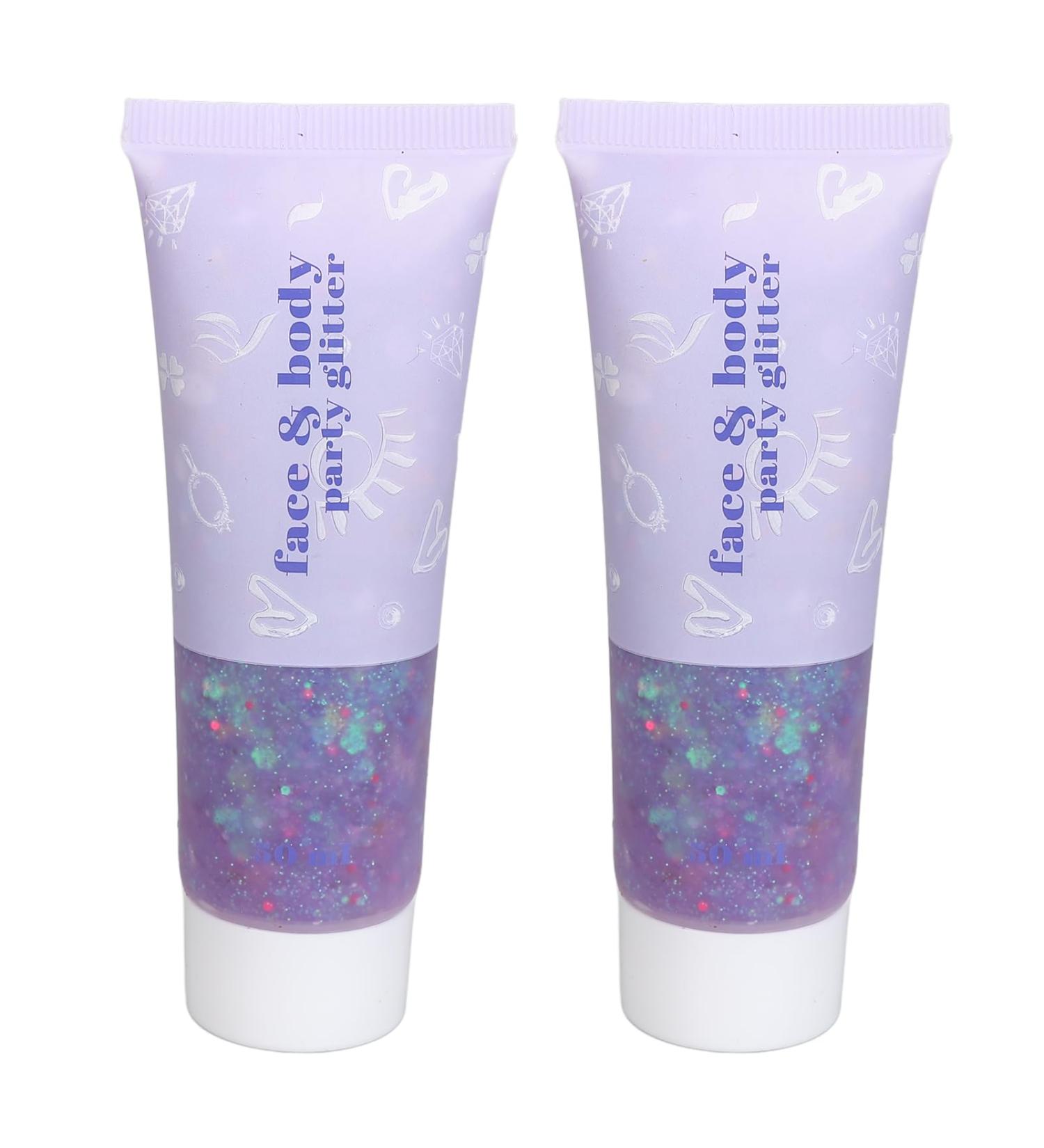 Brilliant Purple Face and Body Glitter Gel Long-Lasting Shimmer for Festivals & Parties | Multi-Color Cosmetic Makeup - Buy Online on GoSupps.com
