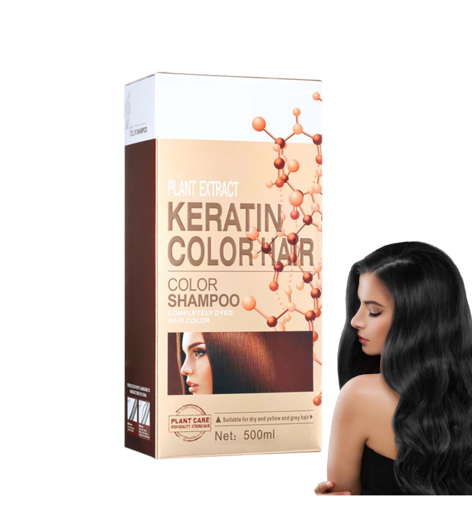 Fellflying Black hair color shampoo natural hair color shampoo 6in1 hair dye covers gray hair longlasting color shampoo for men and women lasts 30 days 500 ml - Buy Online on GoSupps.com