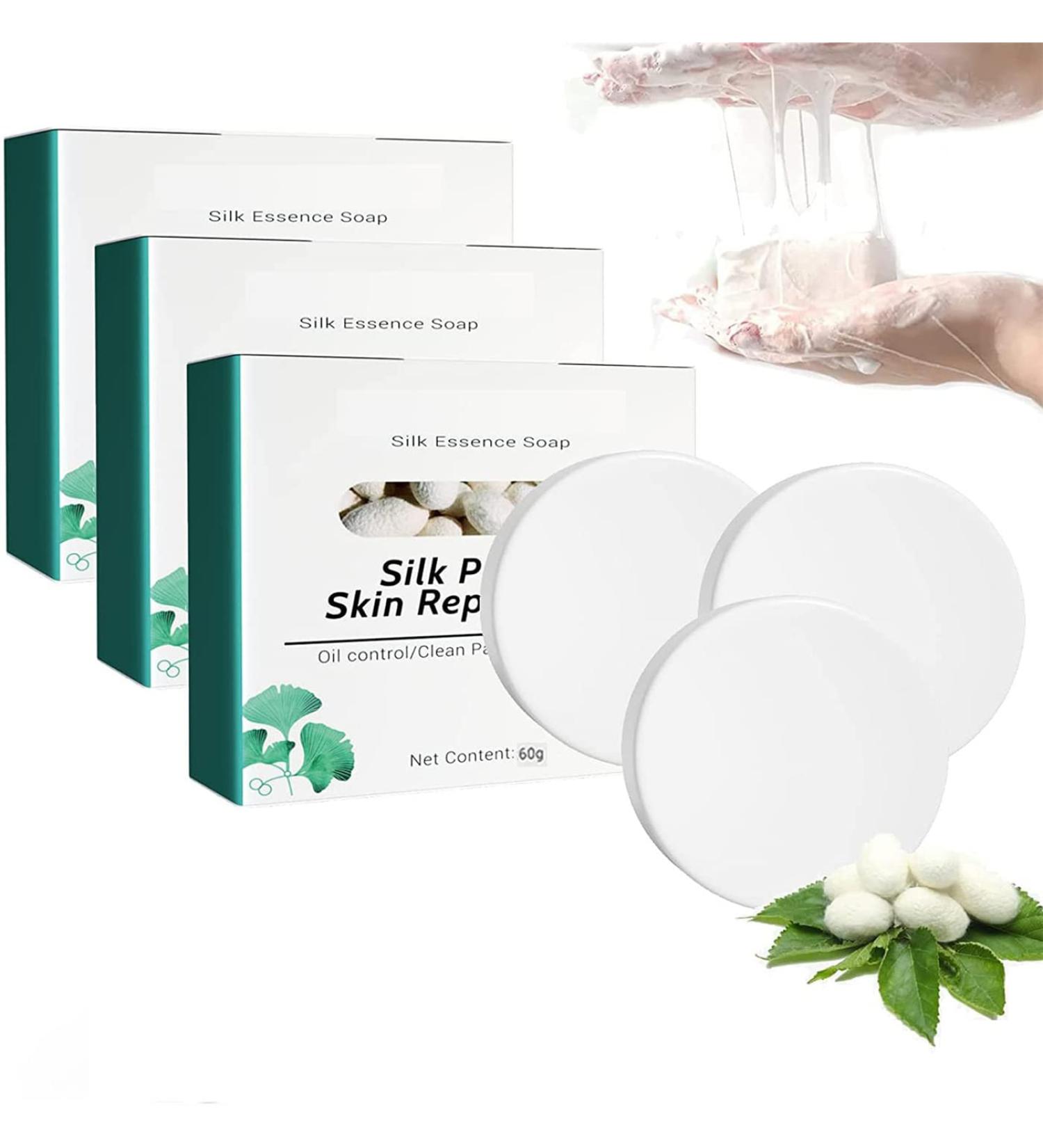  Chagoo Flysmus Silk Protein Melanin Fading Soap 60g Collagen Milk Whitening Soap Natural Skin Repair Facial and Body Soap (3pcs) - Buy Online on GoSupps.com
