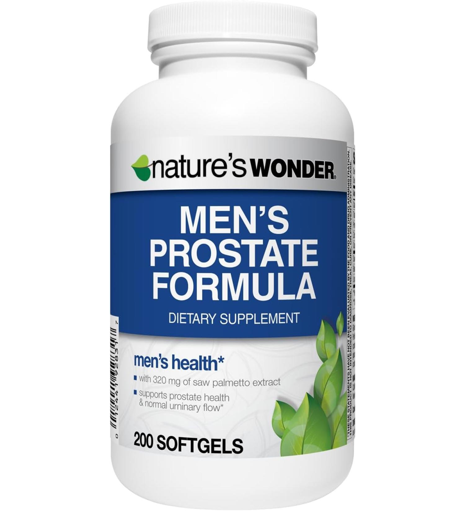 Nature's Wonder Men's Prostate Formula with Saw Palmetto Beta-Sitosterol & Lycopene - 200 Softgels - Buy Online on GoSupps.com