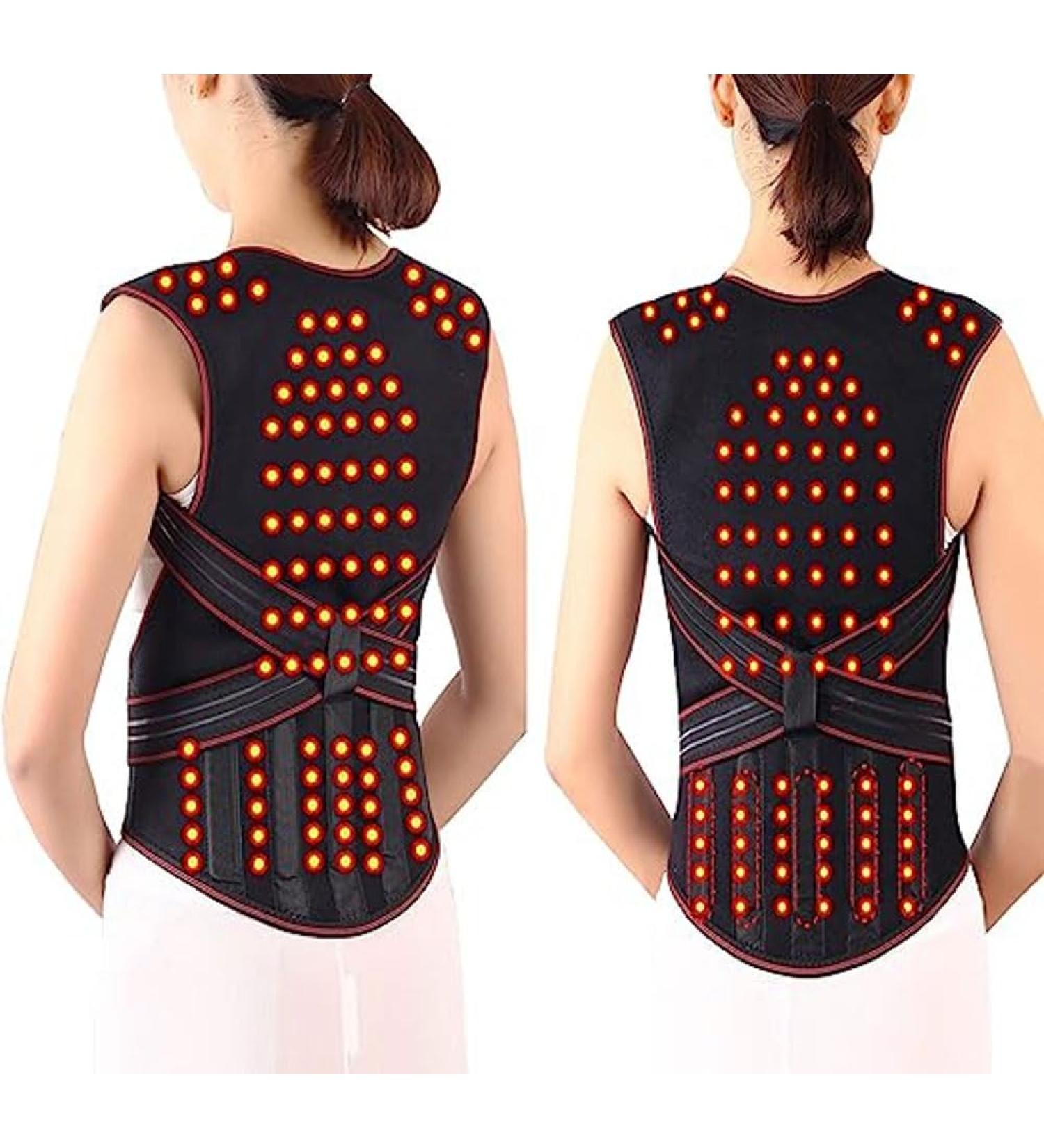 Lordosis Support Belt - Self-Heating Magnetic Turmaline for Pain Relief & Posture Correction - Unisex Waist & Back Support (Black Size S-XL) - Buy Online on GoSupps.com