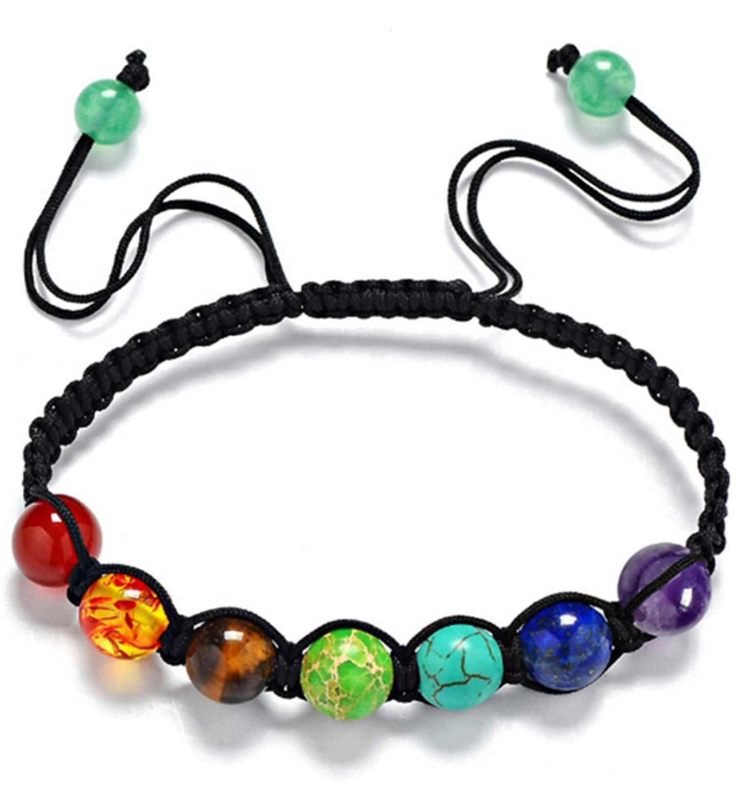 Lava Rock 7 Chakras Aromatherapy Essential Diffuser Bracelet Braided Rope Volcanic Stone Bead Bangle Bangle Durable and Practical - Buy Online on GoSupps.com