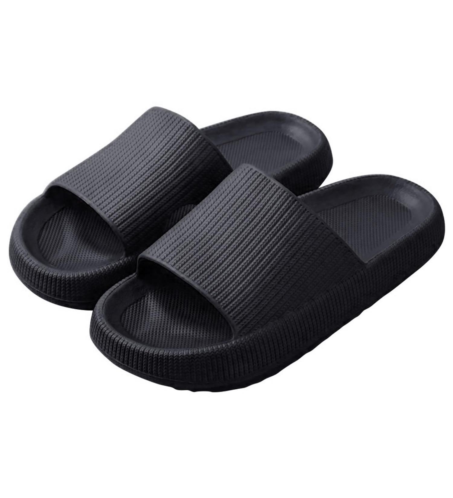 Sliders Cloud Slippers Women Men Non-Slip Mens Womens Slippers Cloud Sliders Soft Flip Flops with Thick Sole for Shower Bathroom Pool Beach 4.5 UK Black - Buy Online on GoSupps.com