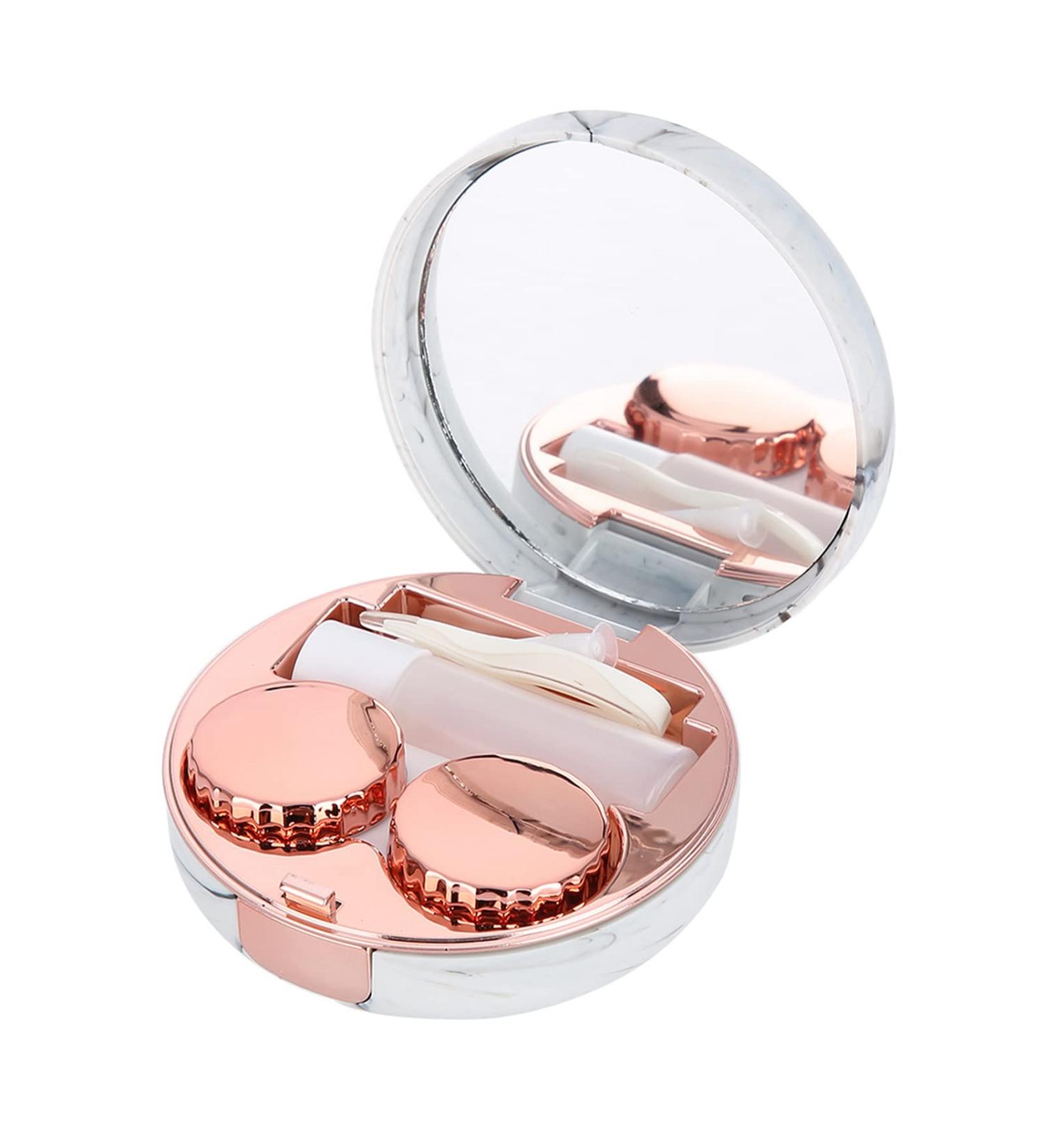 Professional Portable Contact Lens Container with Mirror Tweezers & Solution - Ideal for Home Office & Travel (Pink) - Buy Online on GoSupps.com