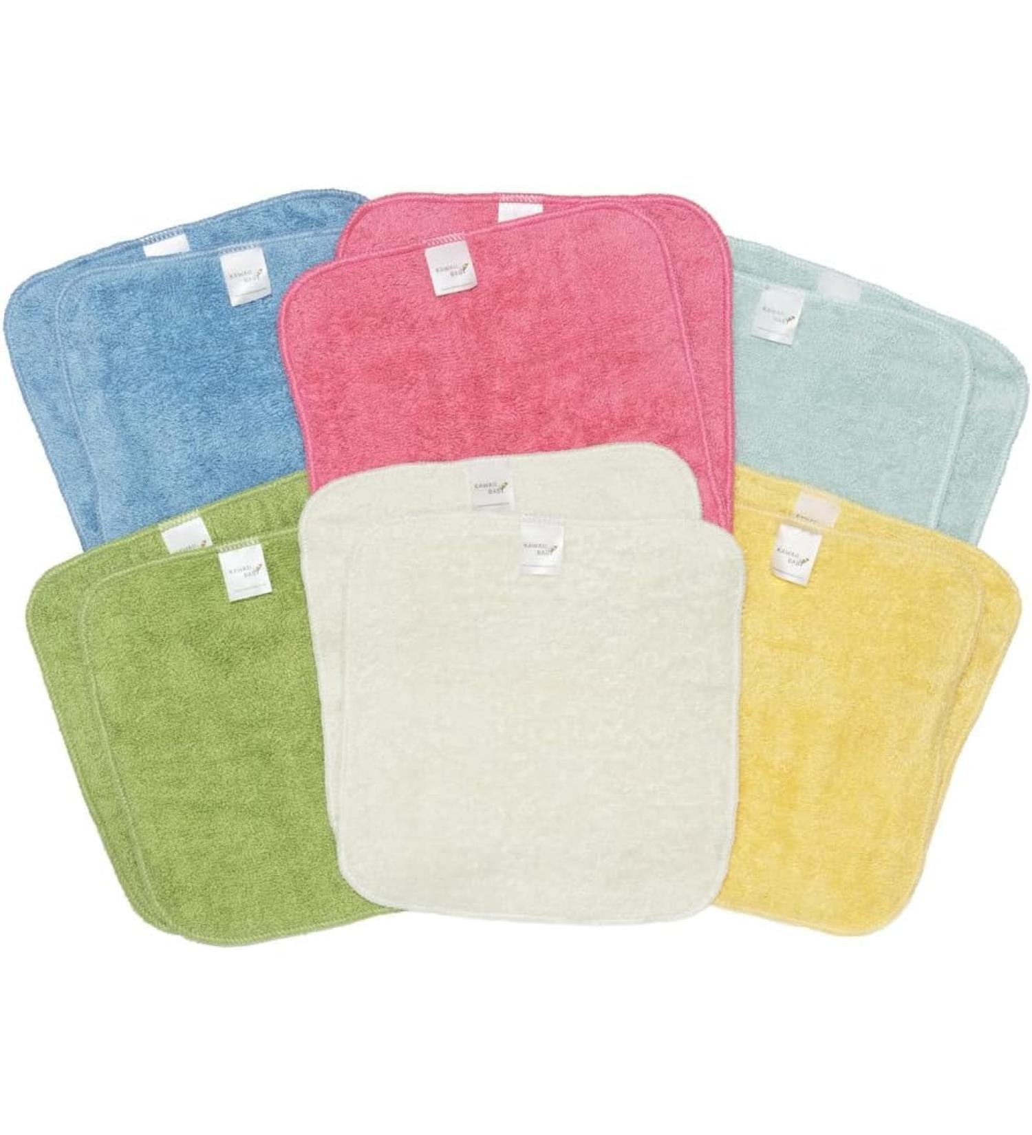 KaWaii Baby 12-Pack Organic Cotton Washcloth Wipes Super Soft & Absorbent Towels for babies Boys Girls Face & Body - Buy Online on GoSupps.com