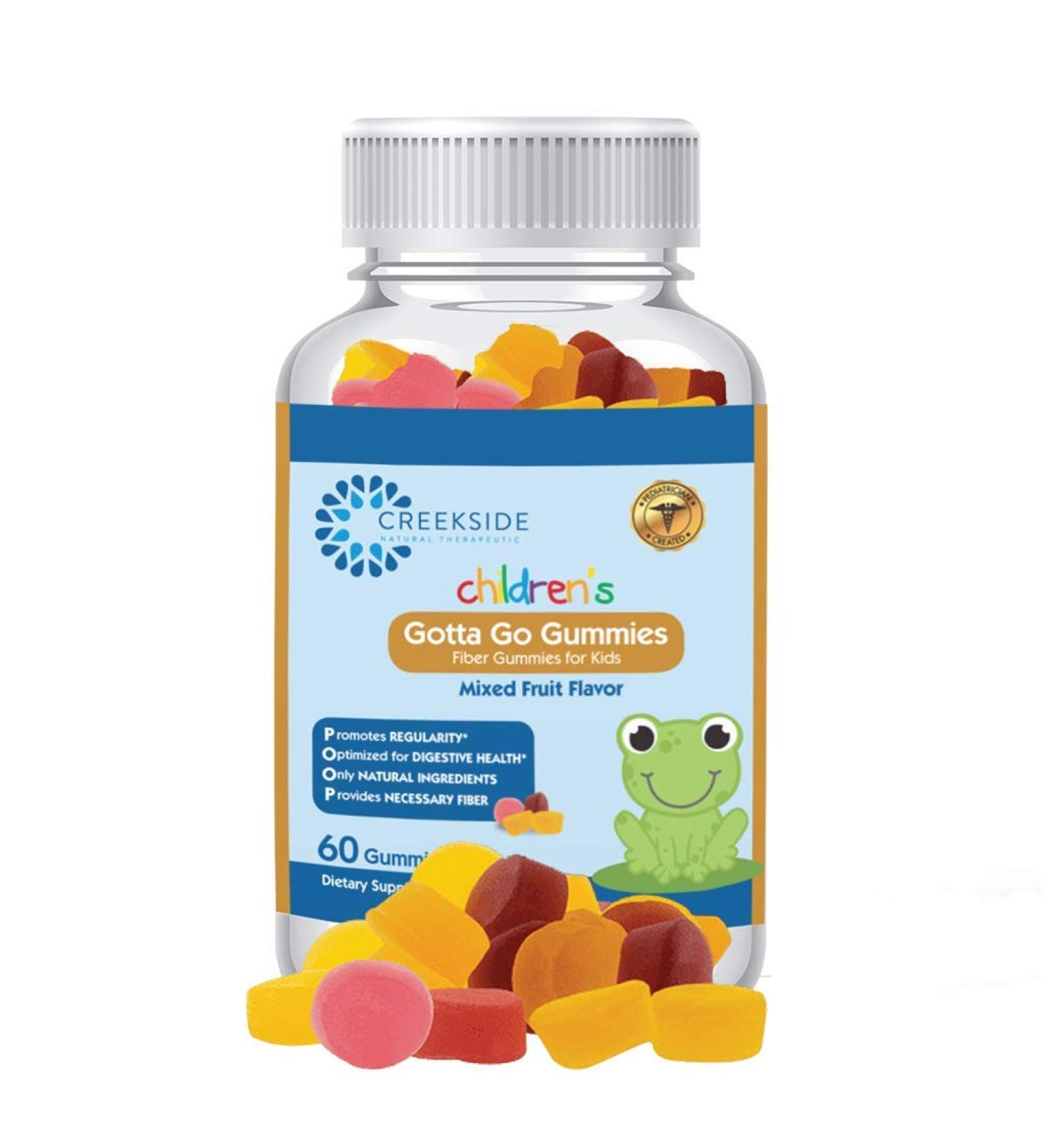 Creekside Naturals Gotta Go Gummies - Pediatrician Formulated Fiber Supplement for Kids, Vegan Mixed Fruit Flavor - 60 Gummies - Buy Online on GoSupps.com