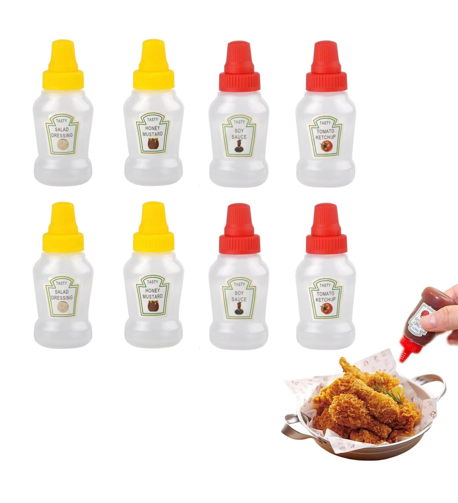 ACONDE 25 ml Mini Ketchup Bottle 8 Pieces Refillable Mini Sauce Bottle Portable Sauce Bottle with Caps for BBQ Dressing 8PACK - Buy Online on GoSupps.com