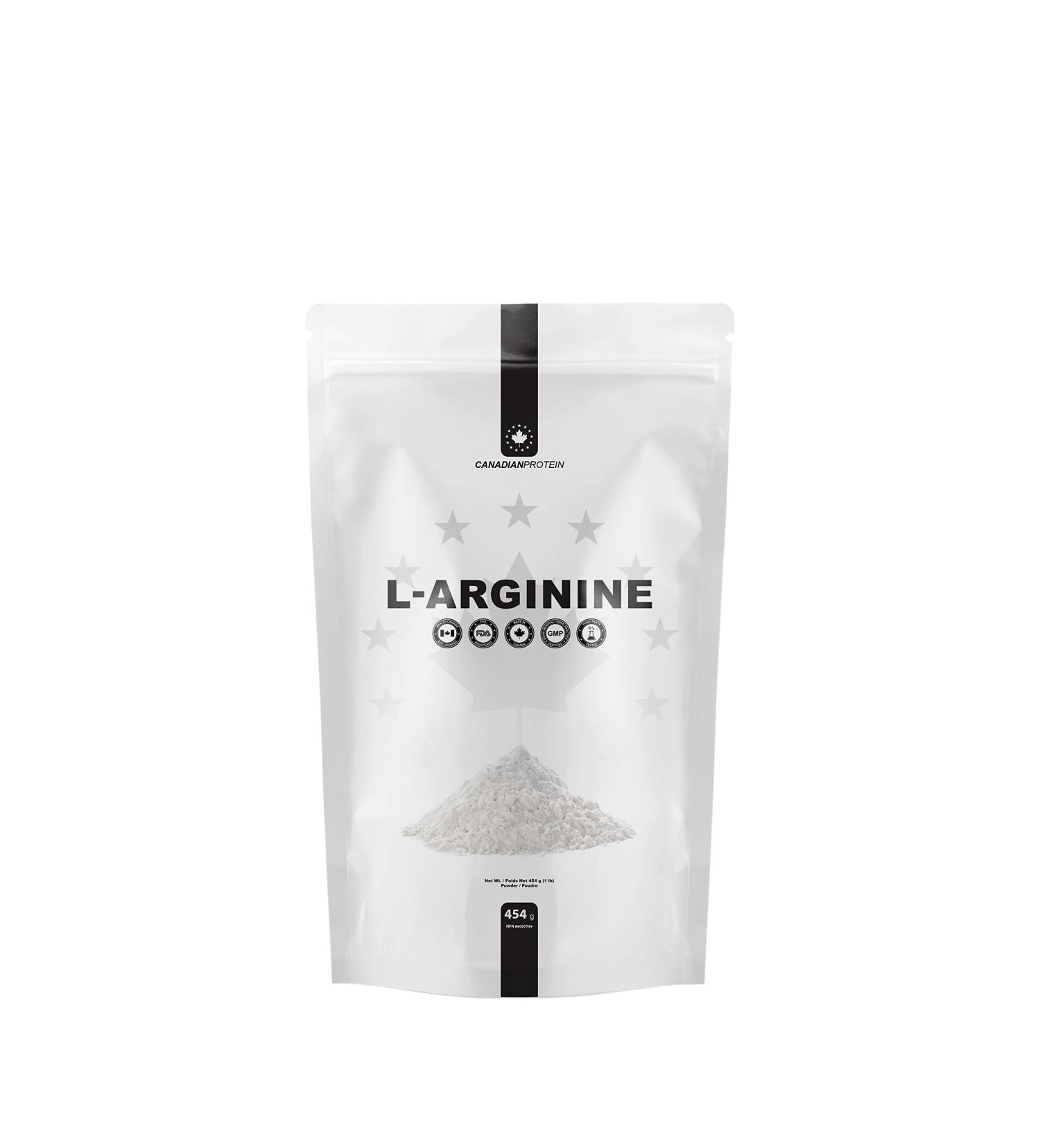 Canadian Protein L-Arginine Nitric Oxide Supplement Powder | 454g of Extra Strength for Energy Muscle Growth Heart Health Vascularity & Stamina 5g Per Serving Amino Acid Workout Shake - Buy Online on GoSupps.com