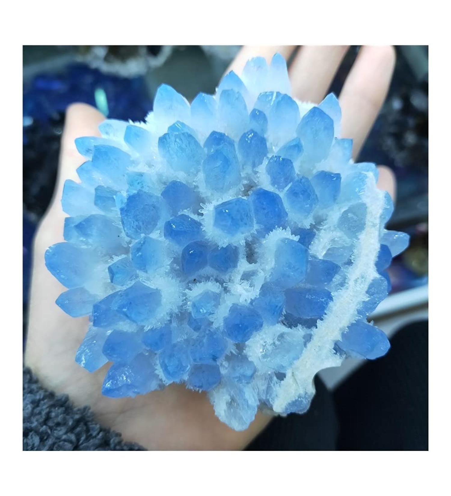 Natural Crystal Rough Stone Crafts Blue Ghost Phantom Quartz Crystal Cluster Specimen Decoration Gift - Buy Online on GoSupps.com