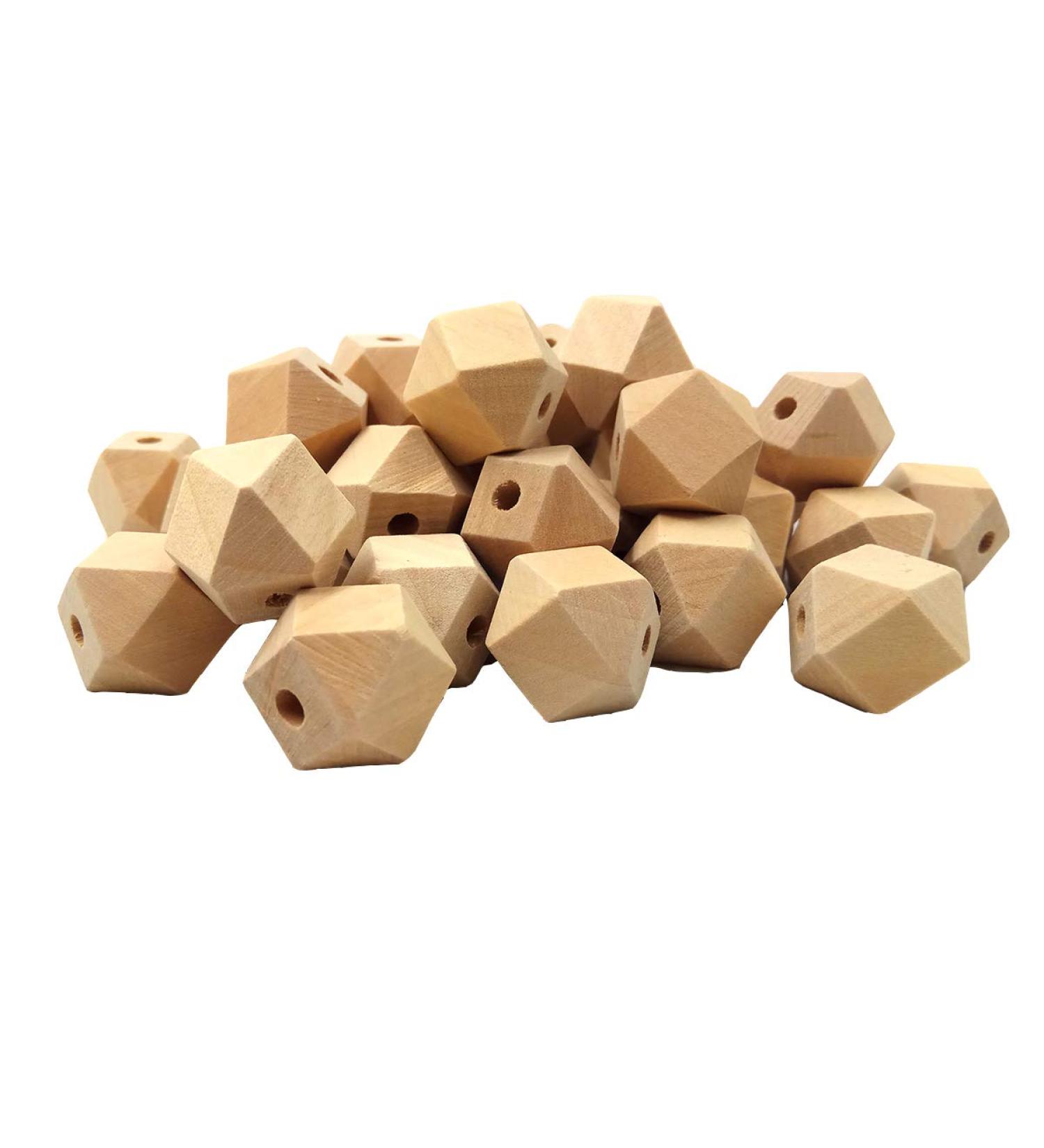 Alenybeby Organic Wooden Hexagon Beads - 20mm Faceted Ecofriendly Wood Beads for DIY Craft Jewelry (20pcs) - Buy Online on GoSupps.com
