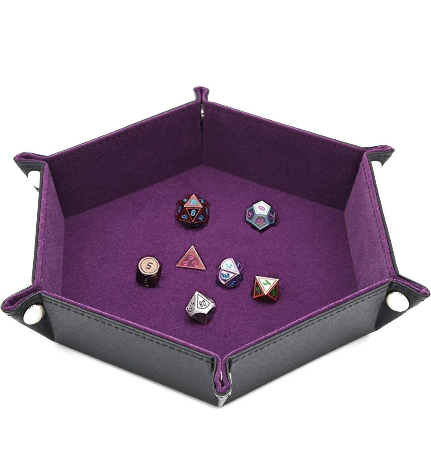 Purple PU Leather Dice Tray Holder for DND, RPG, MTG Games - 6 inch - Buy Online on GoSupps.com