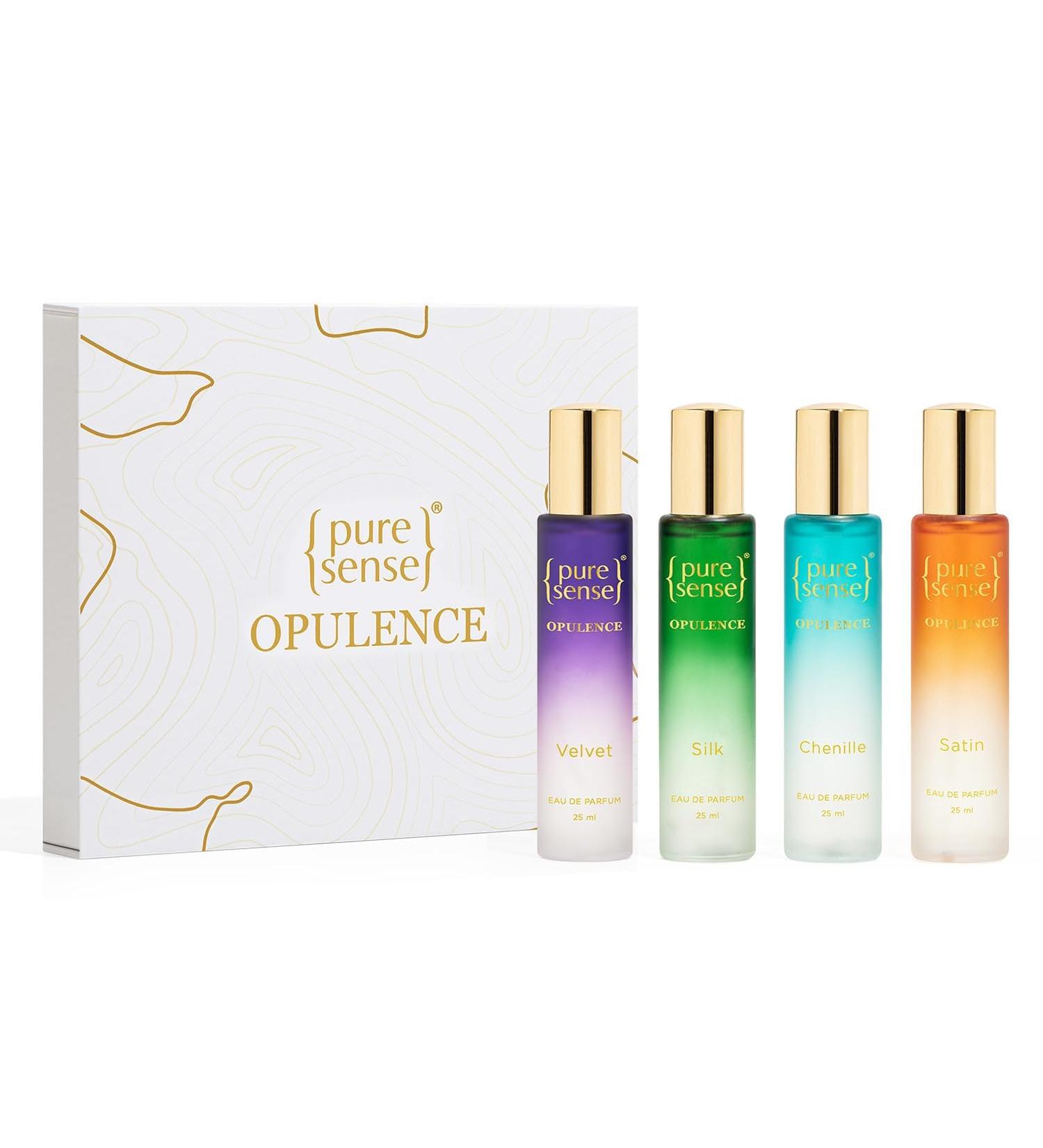 Pure.Sense Opulence Perfume Gift Set (Silk x Velvet x Satin x Chenille) | Birthday Gifts | Long Lasting Luxury Perfume Travel Combo Pack 25x4ml | for Men & Women. - Buy Online on GoSupps.com