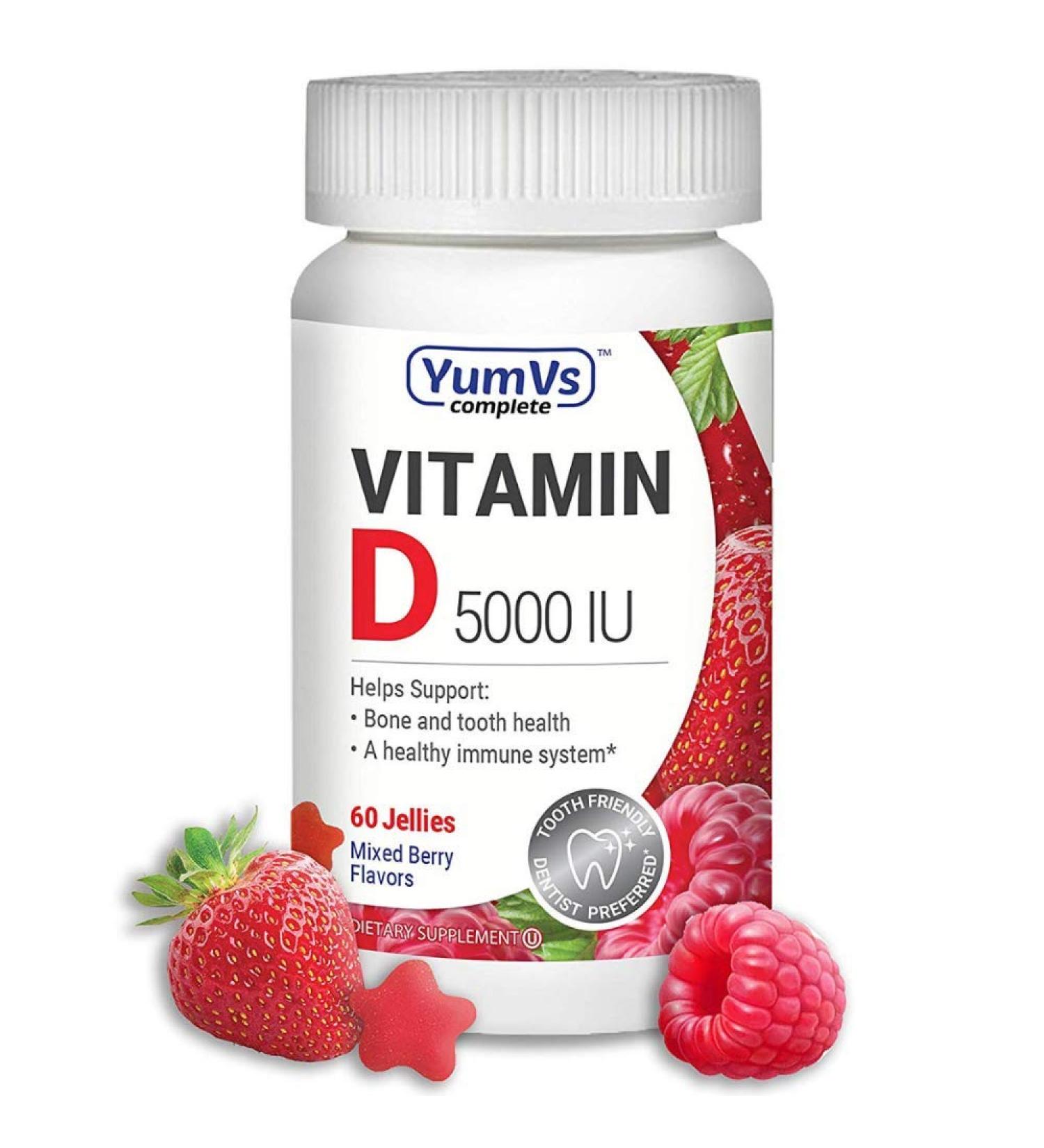 YumVs Vitamin D 5000 IU Jellies - Mixed Berry Flavor, 60 Count - Buy Online on GoSupps.com