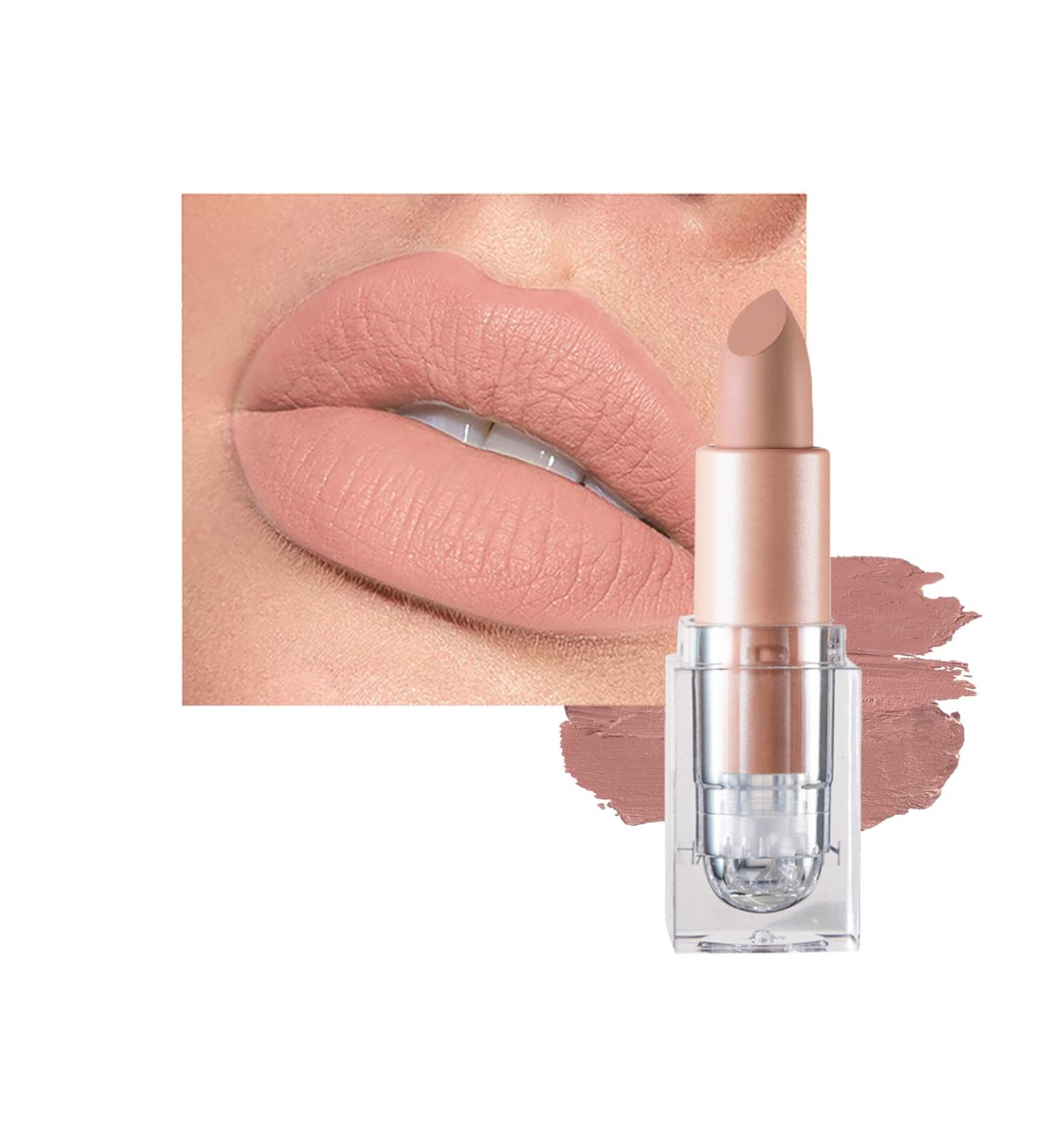 Long Lasting Nude Lipstick - Waterproof & Moisturizing Pink Matte Lip Gloss (#607 White Peach) | Perfect Gift for Women - Buy Online on GoSupps.com