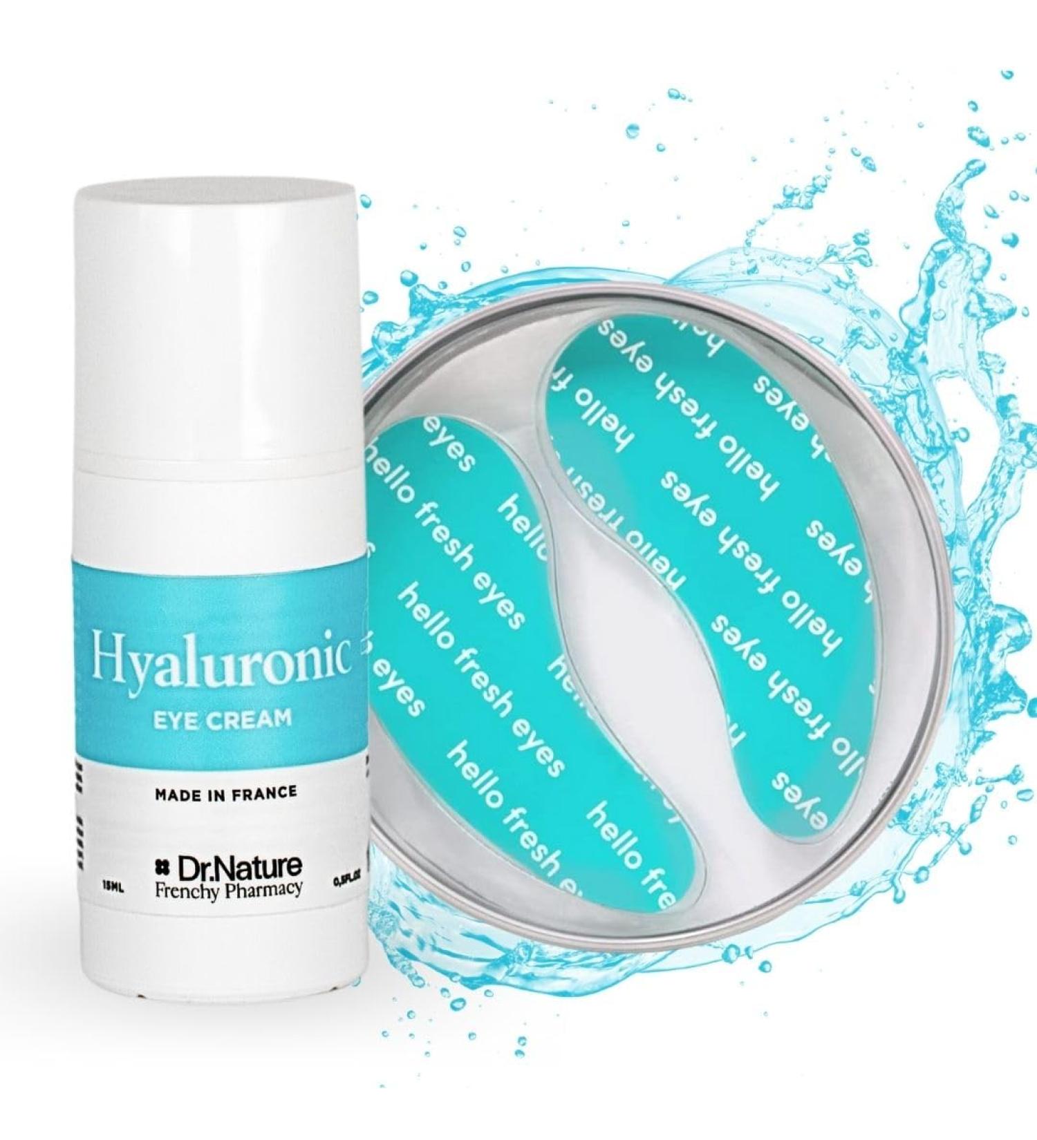 Hyaluronic Eye Patches Anti Dark Circle and Puffy Eyes Dr. Nature - Hyaluronic Acid & Caffeine Eye Cream + Reusable Under Eye Mask - 2 Eye Patches 100% medical-grade silicone - Buy Online on GoSupps.com